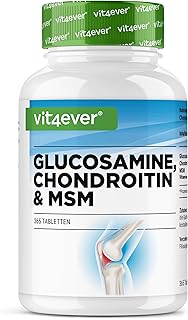 vit4ever Glucosamin Chondroitin MSM - 365 Tabletten - Hochdosiert mit 2012 mg pro Tag - 3 Monatsvorrat - Ohne unerwünschte Zusätze