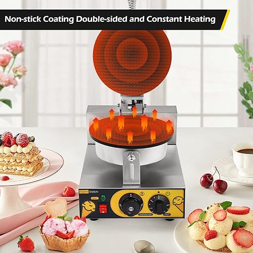 Miniatura 4 de Dyna-Living Máquina comercial de cono de gofres de 110 V 1200 W y 25 unids holandesa máquina eléctrica para panqueques de hierro mini panqueques