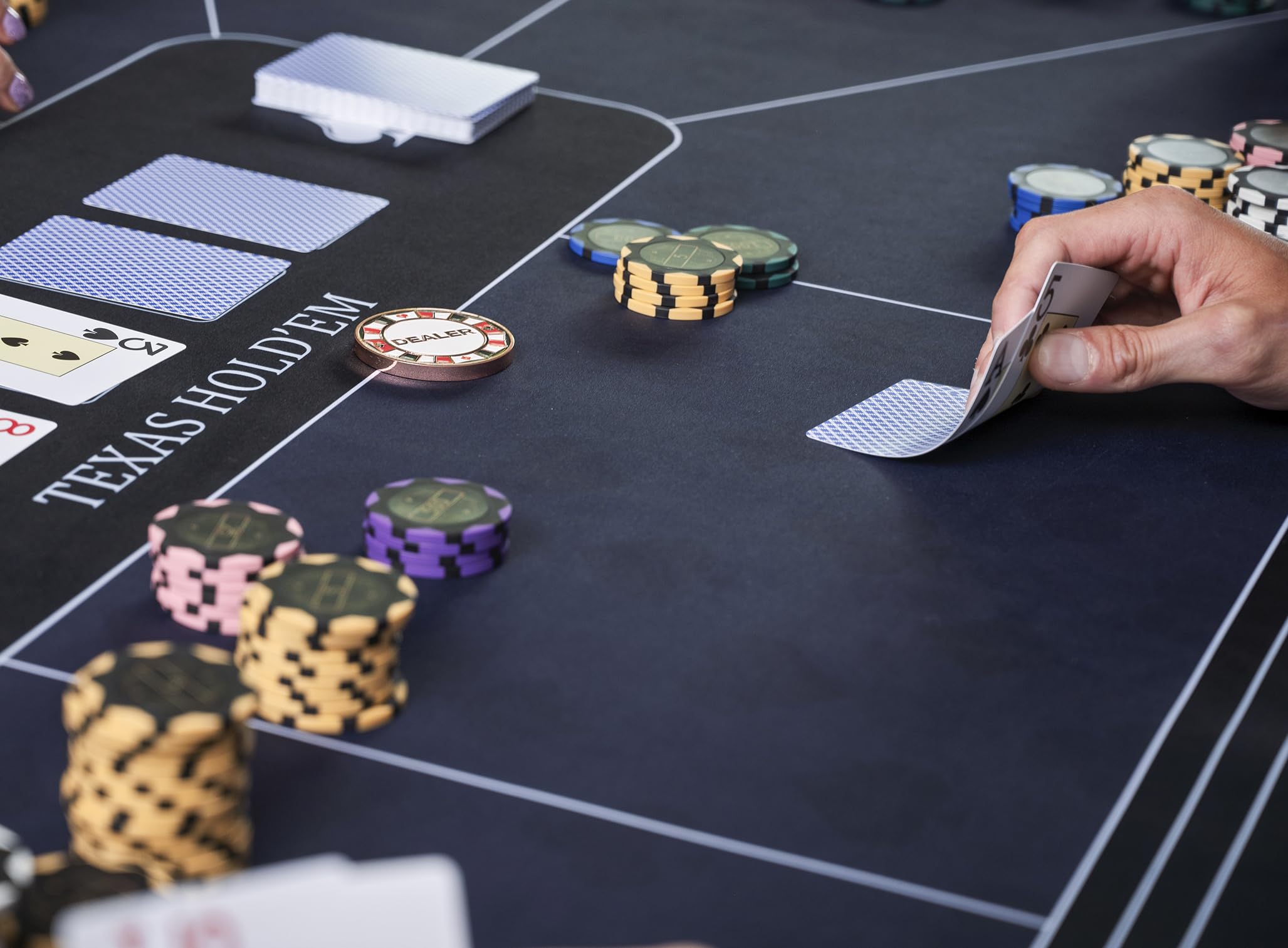 Engelhart Tapis de Poker Texas Hold’em 120 x 60 cm Bleu 320993 | Tapis de Jeux de Cartes Nappe de jeu Polyester et Caoutchouc Antidérapant, Ép: 3 mm pour Cartes à Jouer et Jetons