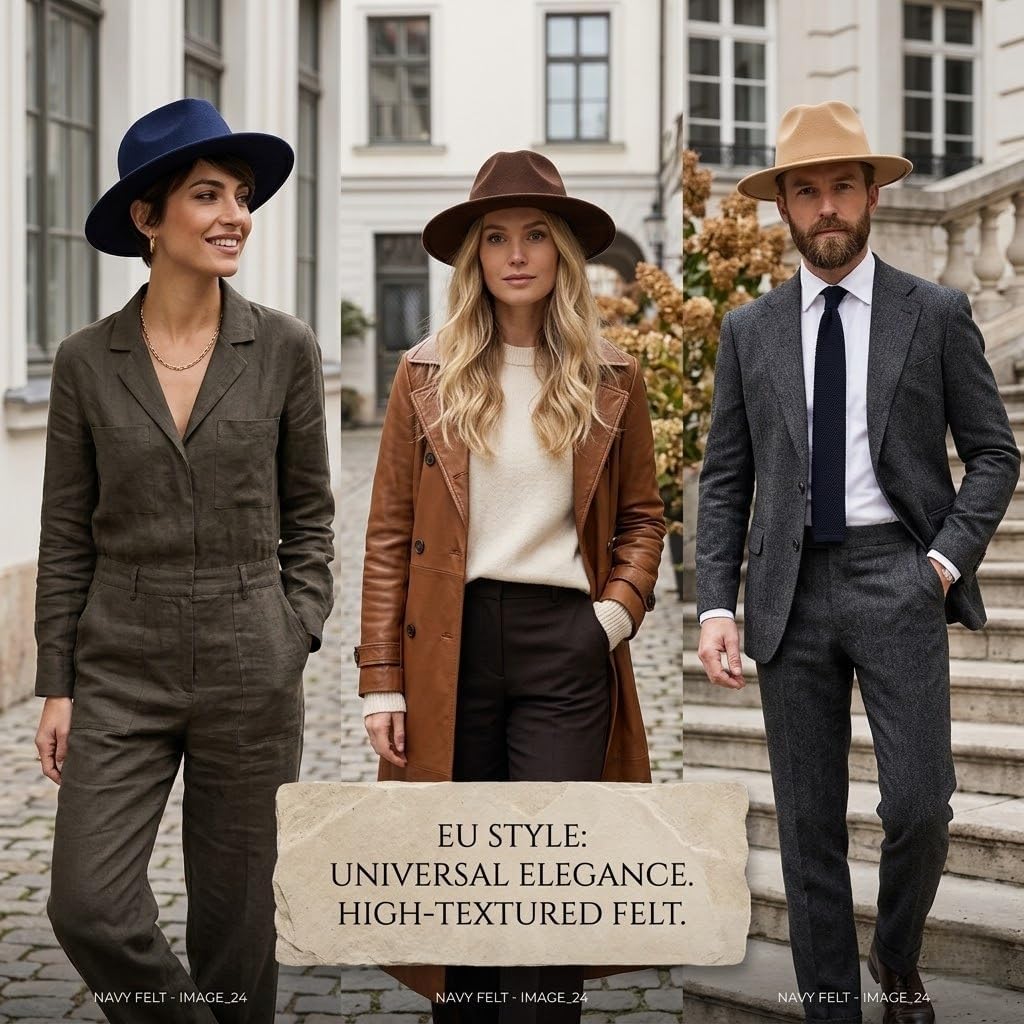 Wide Brim Fedora Hat, Crushable Shape-Memory Felt Panama for Women Men, Coastal Cowgirl Western Boho Travel Hat