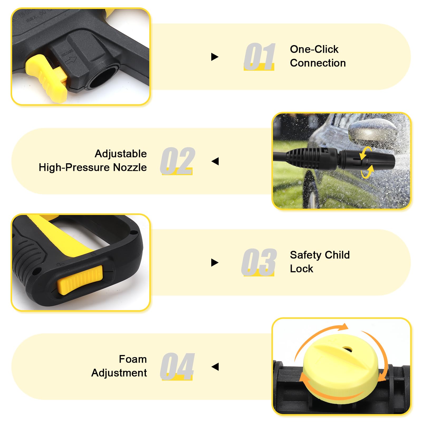 Pistola de repuesto para limpiadora de alta presión Karcher K2 K3 K4 K5 K6 K7 de repuesto para hidrolimpiadora de alta presión con lanza, botella de pistola de pistola de espuma de 750 ml, boquilla de