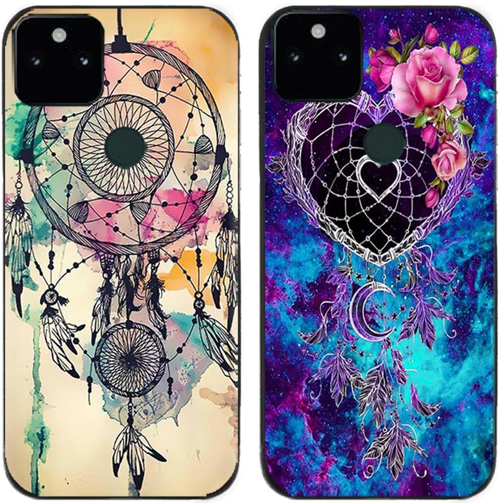 Case For Google Pixel 5a 5G,Wind Chime Dream Catcher Printed Durable Degradable TPU Silicone Gel Thin Back Phone Case Cover,2 Pcs/lot
