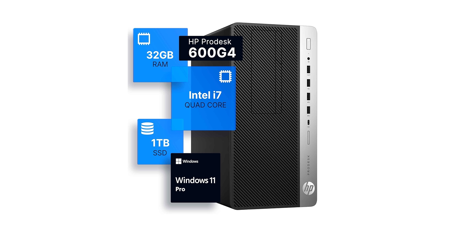 HP ProDesk 600G4◆i3-8100◆M.2 SSD 256◆8MB HP ProDesk 600G4 Desktop Computer | Hexa Core Intel i5 (3.2