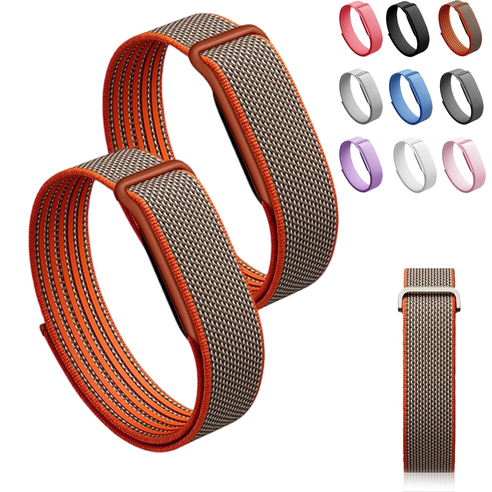 Siebkorb for Google Fitbit Air Nylon Band,Hook and Loop Strap Replacement,Breathable Sport Loop,Adjustable Woven Wristband for Fitbit Air Screenless Fitness Tracker,Non-Original (2, Nylon-Brown)