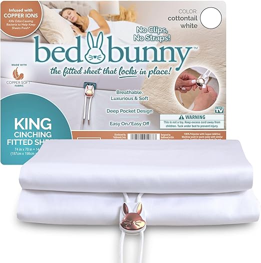 Locking Fitted Sheet, Hugs Mattress, Won’t Slip, Stays Tight, AS-SEEN-ON-TV, CopperSoft™ Luxurious Comfort, Copper Infused, Helps Sheet Stay Fresh Between Washes. (Fitted Sheet Only)