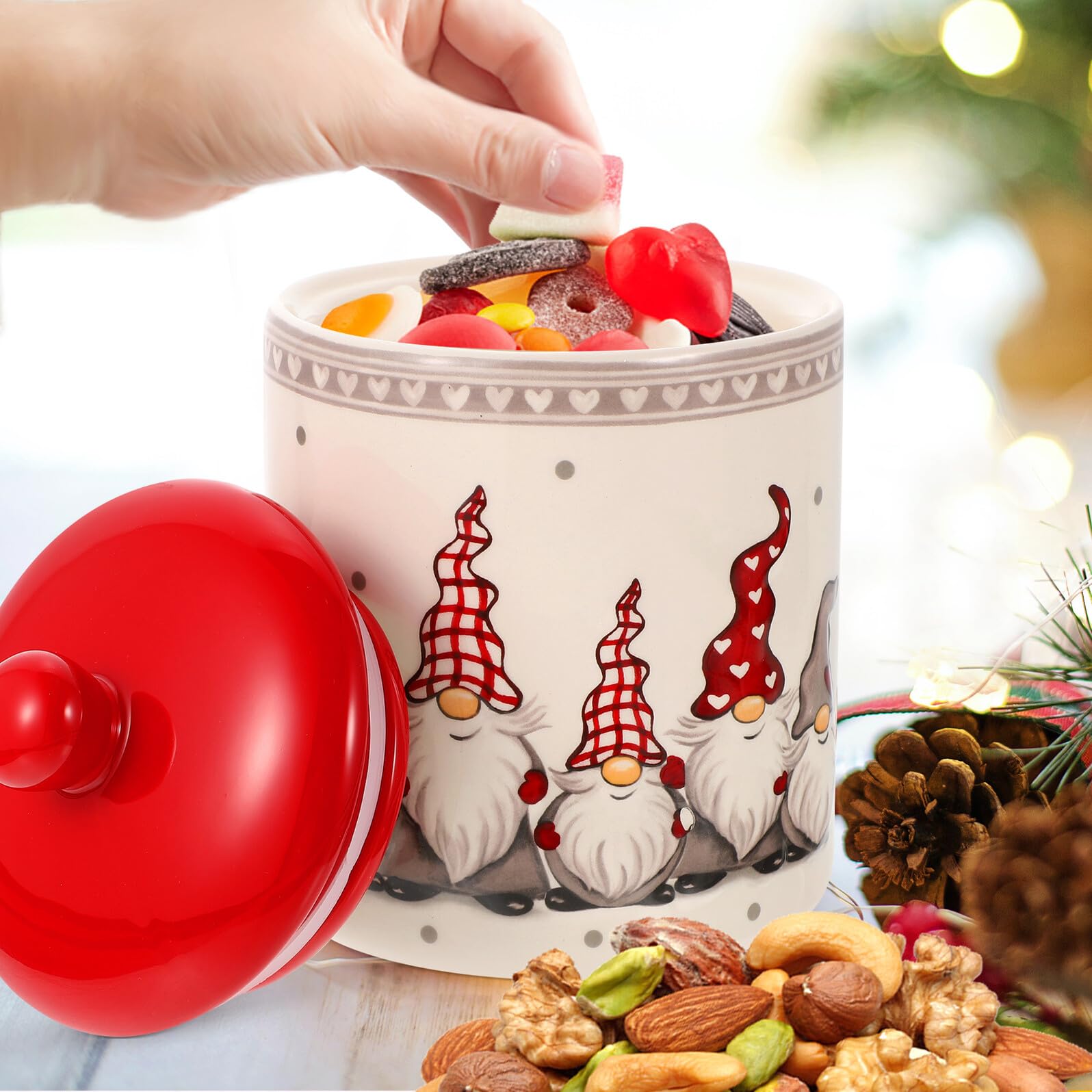 Toyvian Keramik Vorratsdose mit Luftdichtem Deckel Große Lebensmittel Aufbewahrungsdose für Tee Süßigkeiten und Trockenfrüchte Bpa Frei Geschenkidee zu Weihnachten