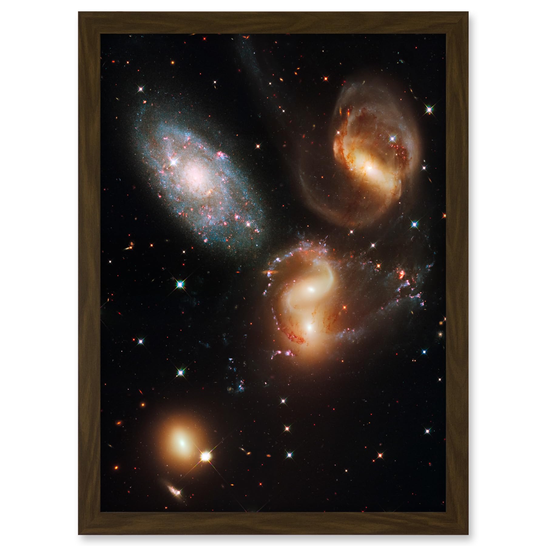 Artery8 Hubble Space Telescope Image Galactic Wreckage In Stephan's Quintet Clash Of Galaxies Stellar Observations In The Hickson Compact Group 92 Artwork Framed A3 Wall Art Print