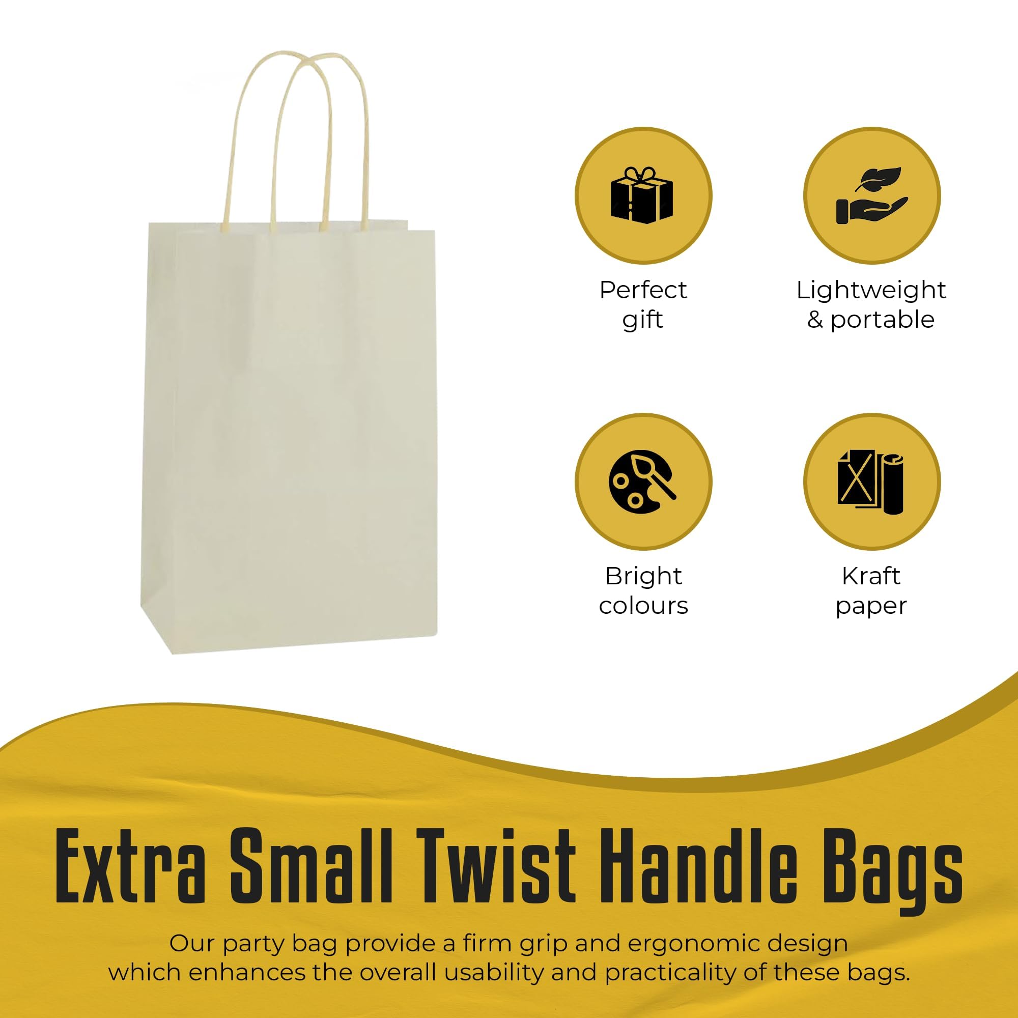 Thepaperbagstore 30 Cream/Ivory Paper Party Bags With Handles - Image 2