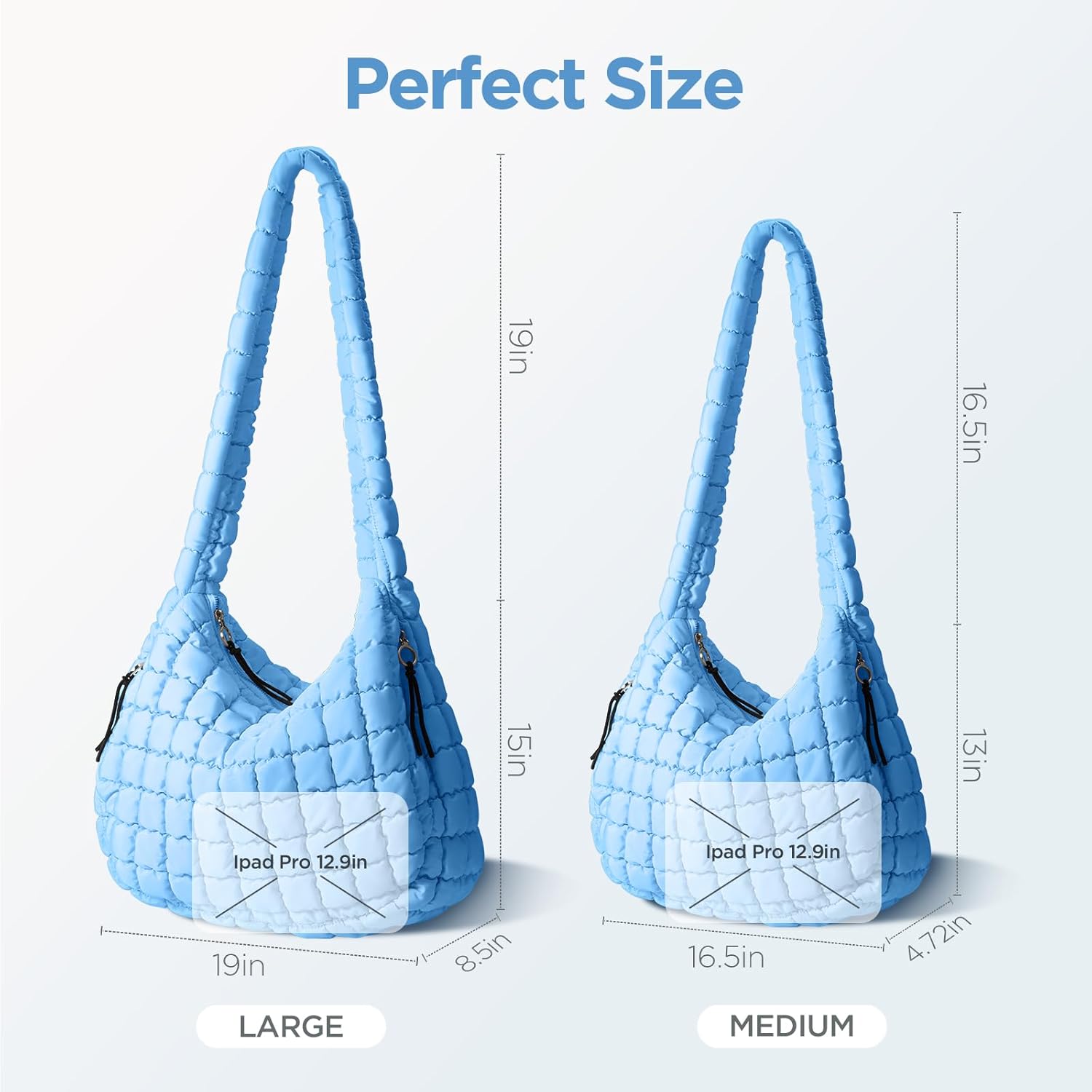 Puffer Tote Bag for Women Large Quilted Tote Bag Quilted Carryall Bag Soft Puffy Crossbody Bag Hobo Handbags Puff Purse - Image 6