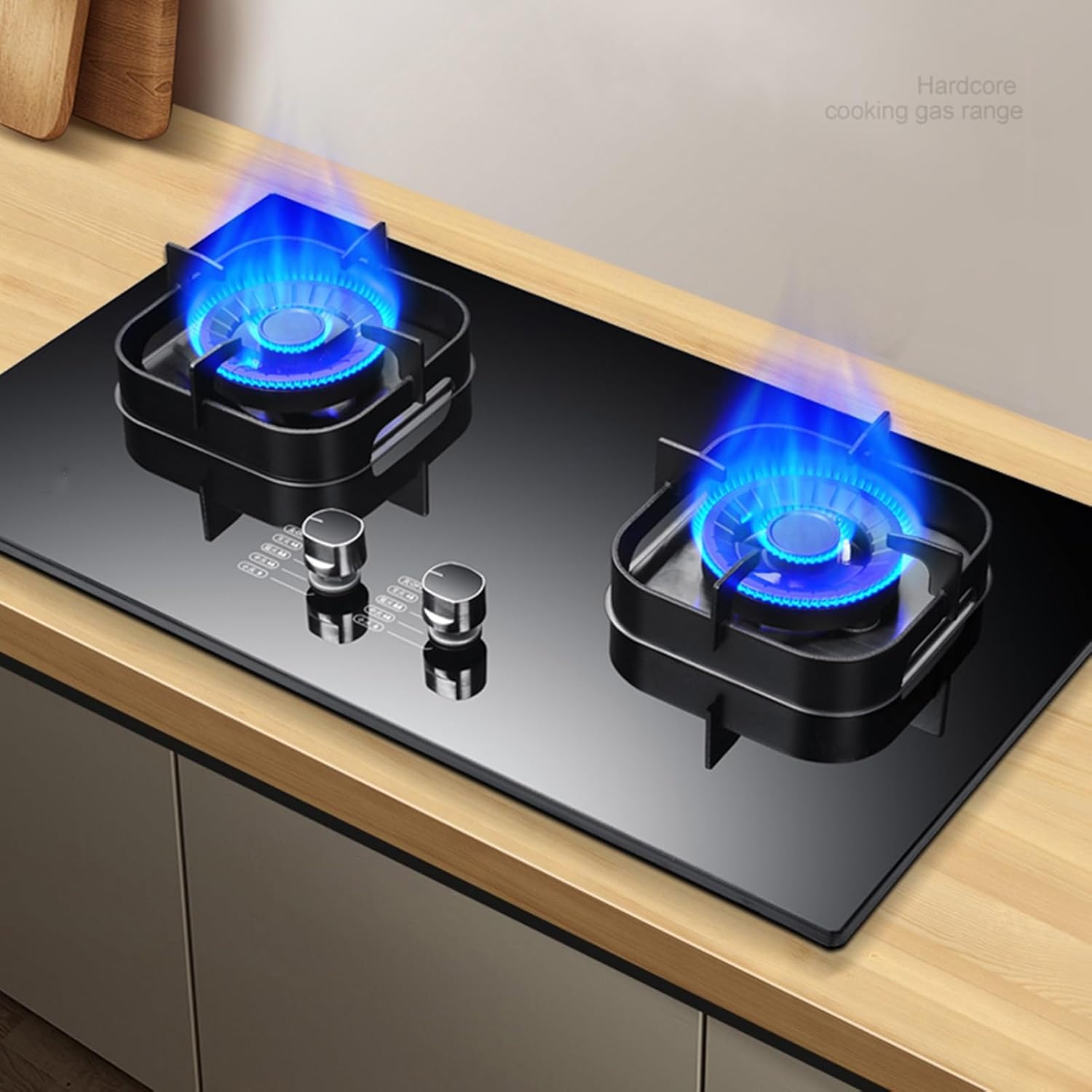 Estufa de Gas 2 Puestos 75 cm Negra con Vidrio Templado