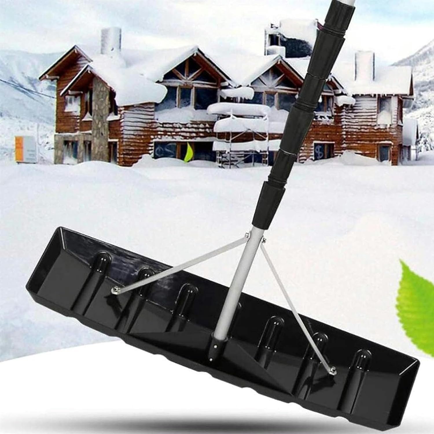 Rastrillo de nieve, herramienta telescópica ligera y ajustable, 6-20 pies, portátil para quitar nieve y escombros, mango antideslizante para una fácil limpieza