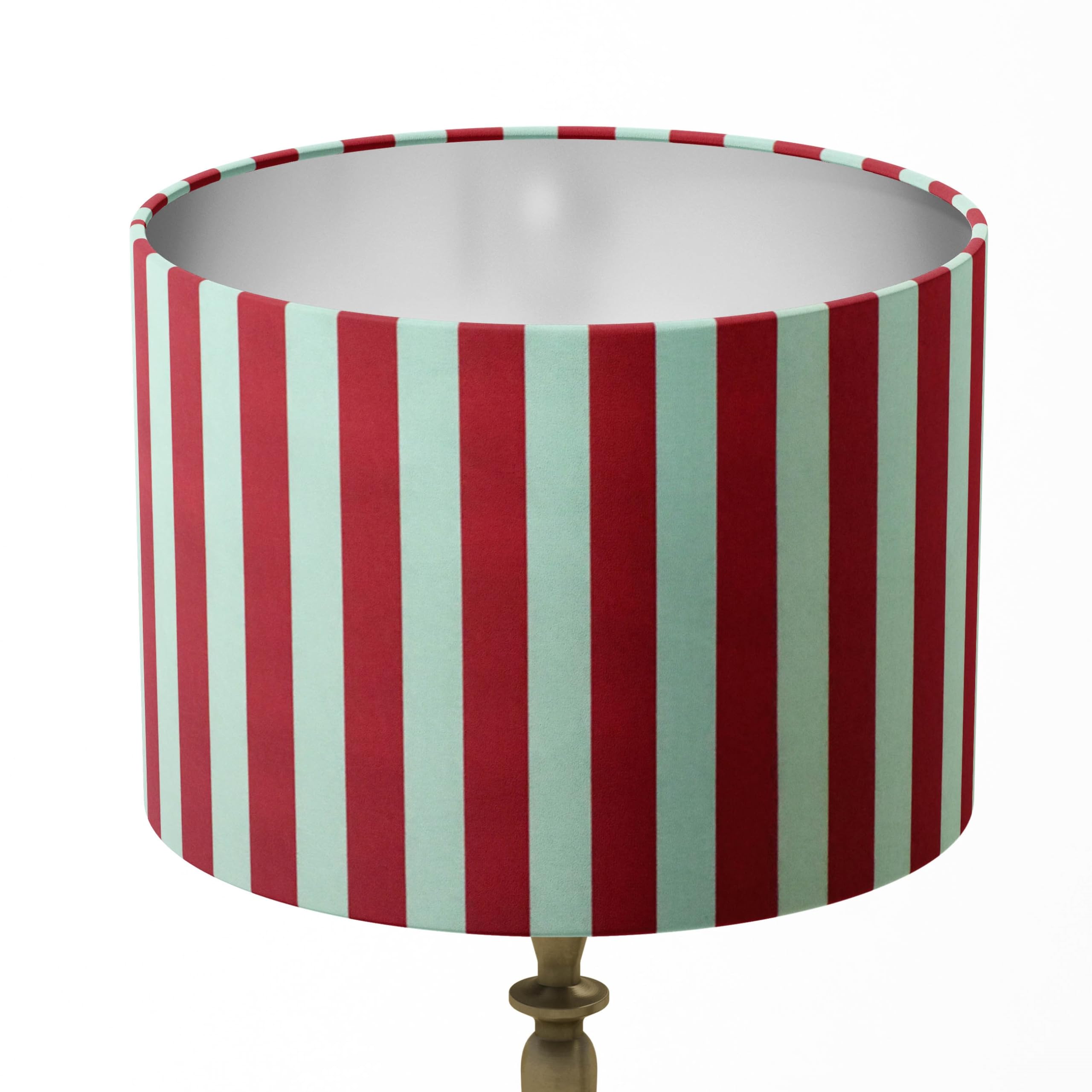Red and White Stripe Lampshade, Bright Red Lampshade, Contemporary Light Shade, Geometric Circus Modern Country Cottage Farmhouse Table Ceiling Floor Pendant Bedroom Hall Cotton Fabric Drum Lamp Shade