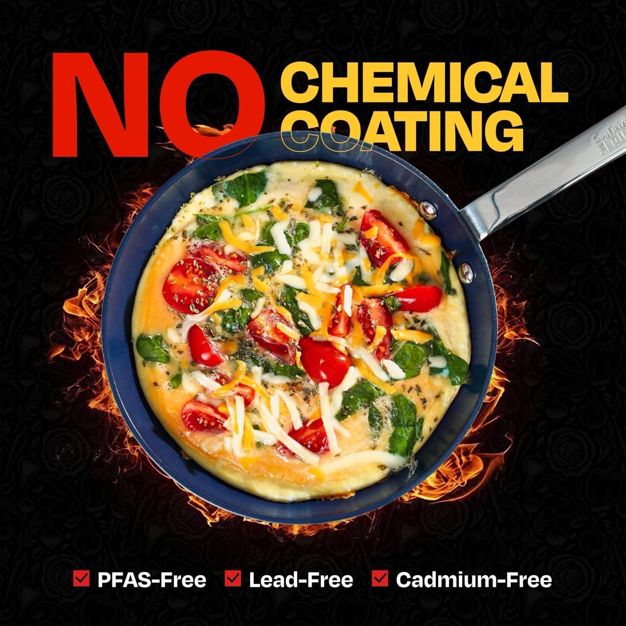 Guy Fieri's Flavortown 2-Piece Ceramic Cookware Set, Nonstick Frying Pan Set 10" and 12", Easy-Clean Kitchen Cookware, Made without PFAS PTFE PFOA, Induction Compatible, Dishwasher Safe, Blue & White