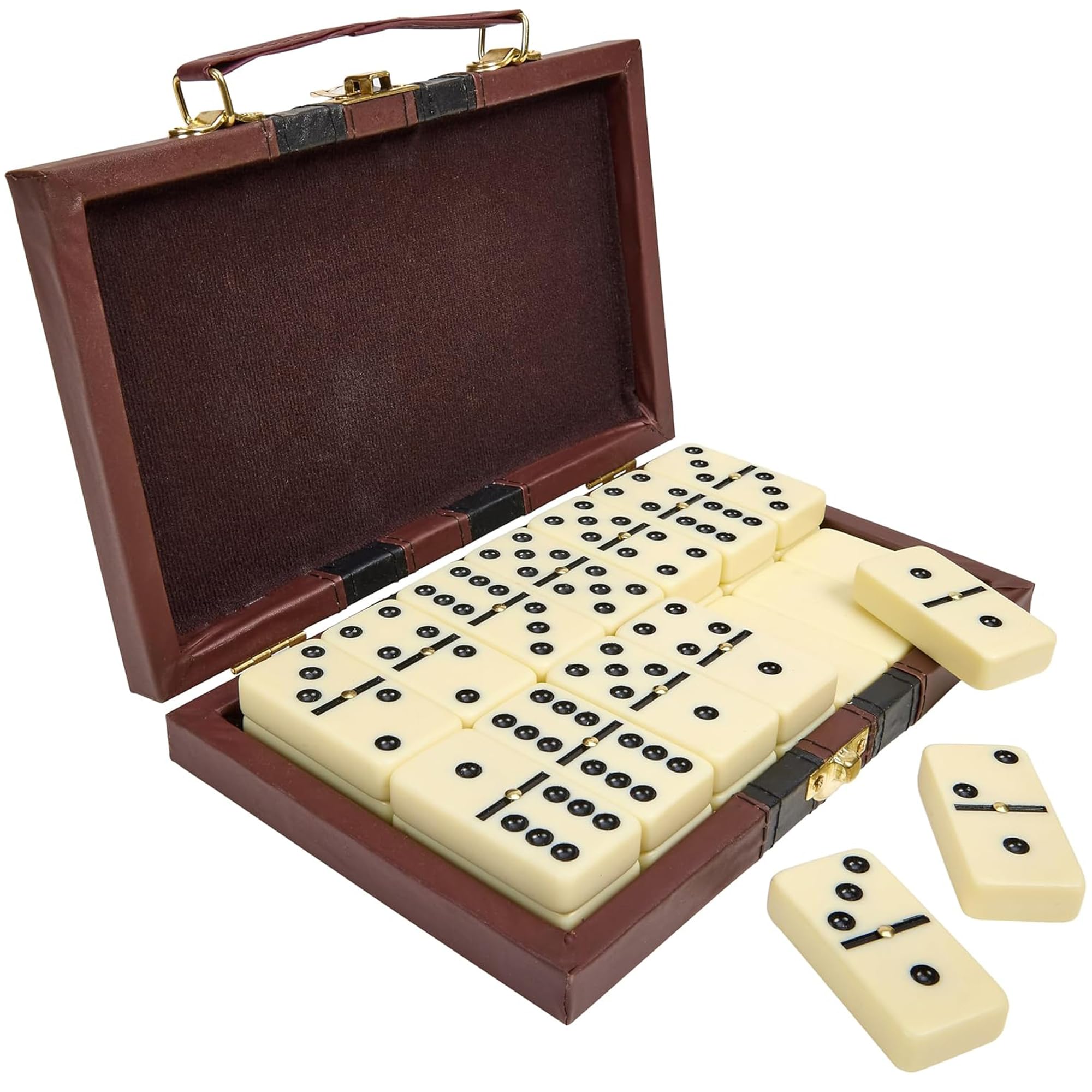 various Domino Double 28 Chips Box Faux Skóra,Klasyczna gra planszowa dla dzieci i dorosłych