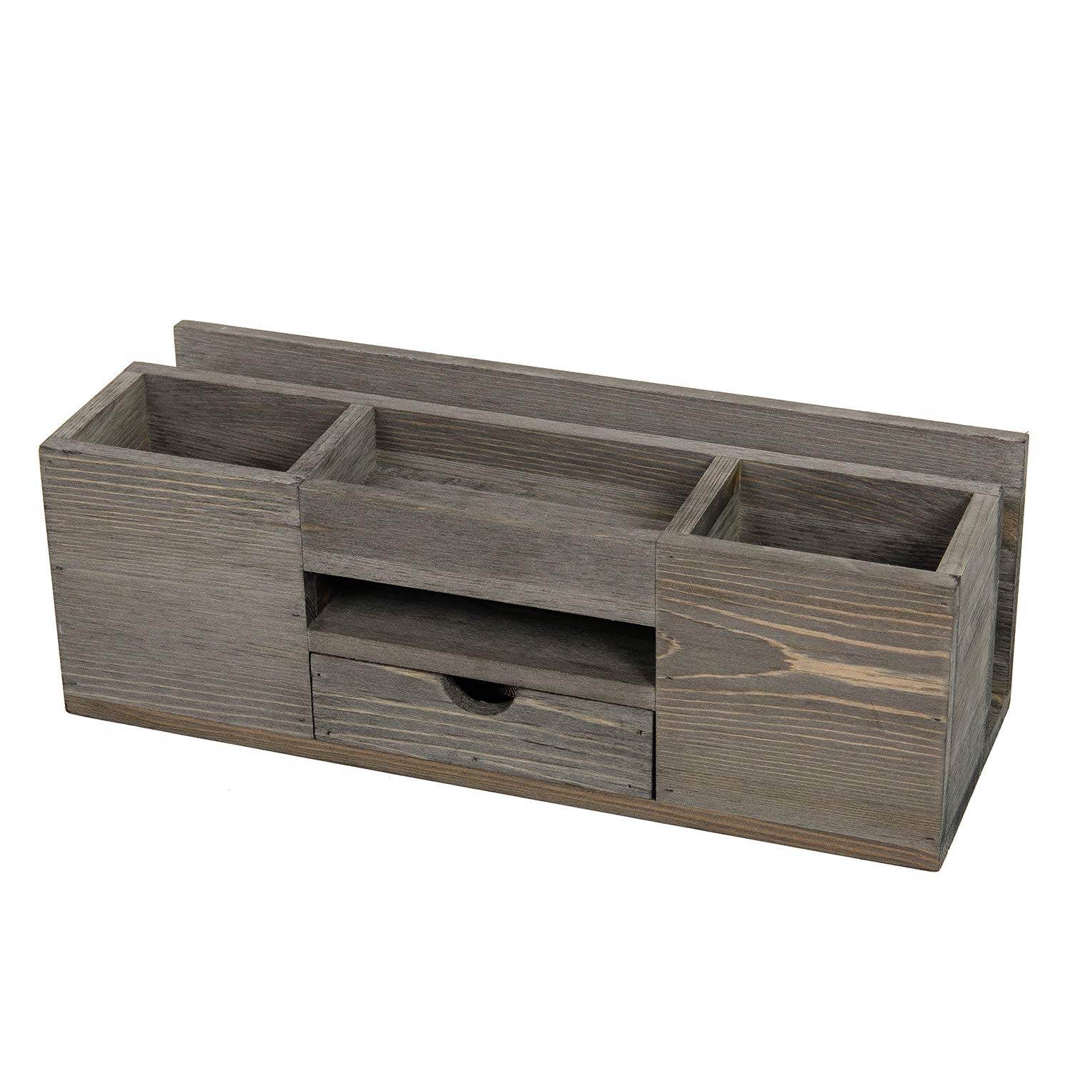 Liry Products - Organizador de escritorio de madera marrón, con múltiples compartimentos, estante de estante de mesa, gabinete de almacenamiento de madera, suministros de oficina, organizador de