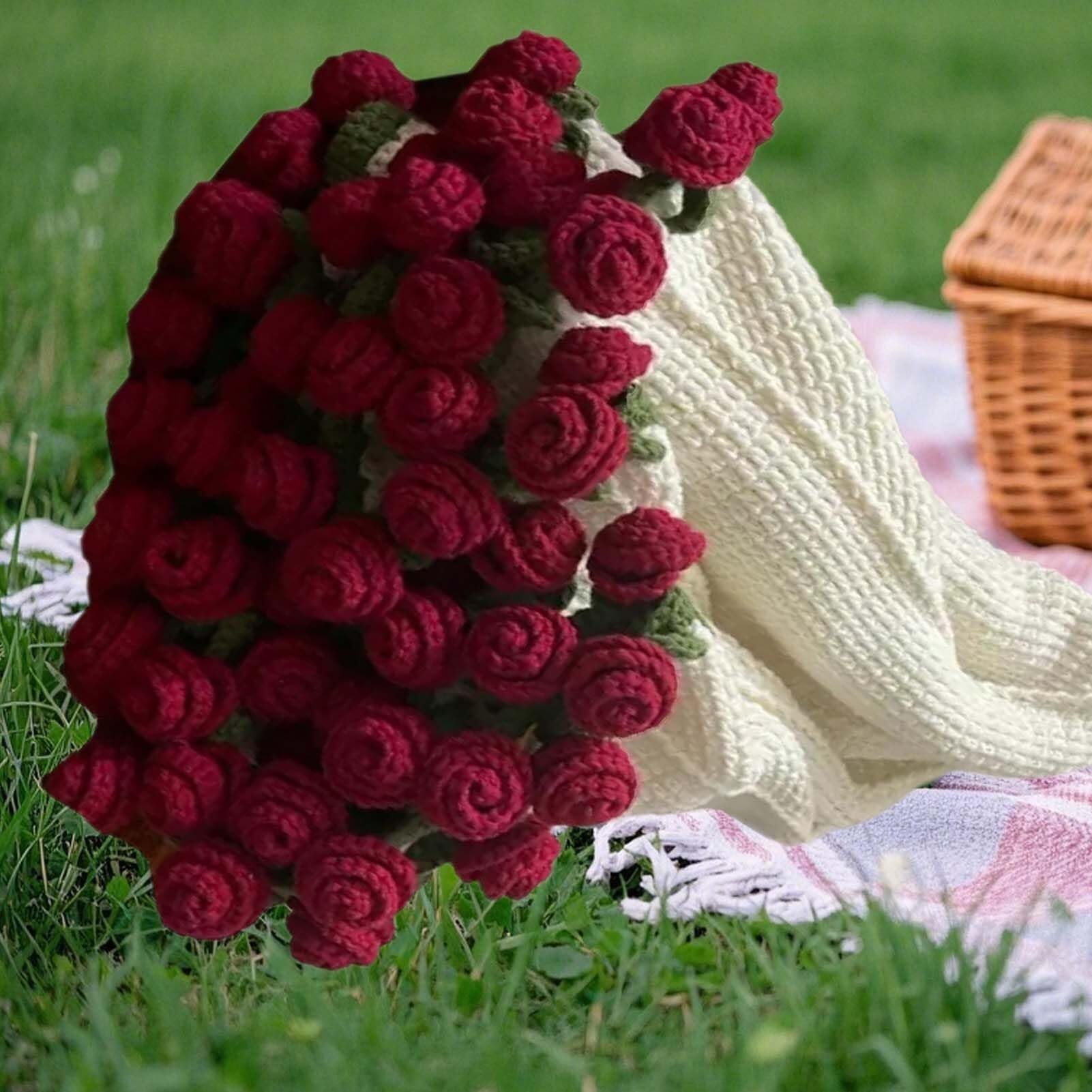 Amazon｜ブーケブランケット かぎ針編みフラワーブランケット バラの