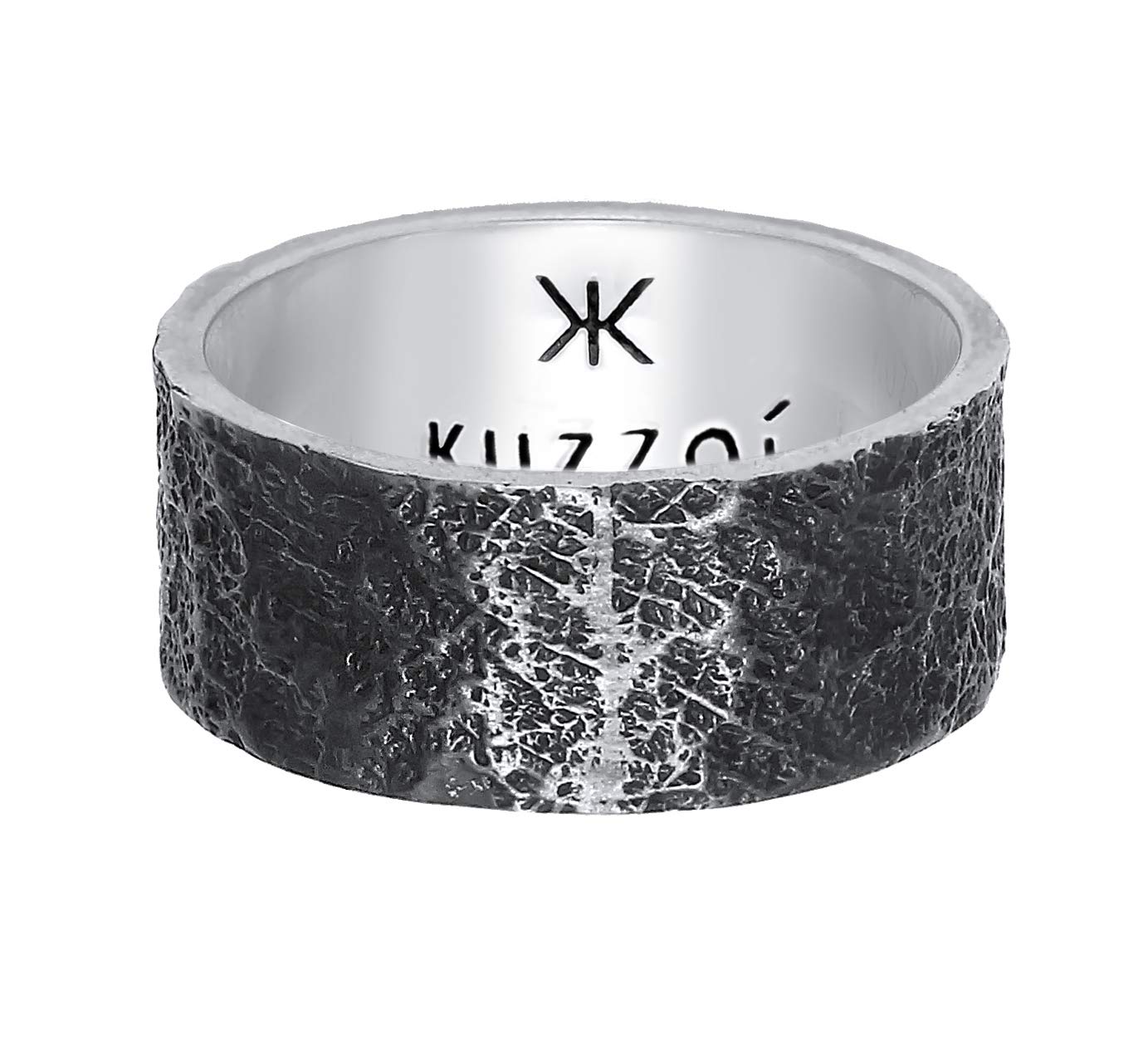 Kuzzoi Anillo para hombre (10 mm), forjado a mano, de plata 925