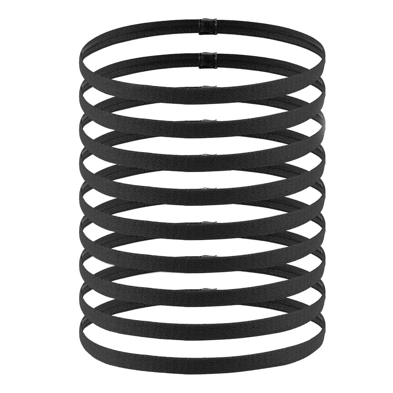 9 Piezas Diadema Deportiva Elásticas Antideslizante, Cinta Pelo Deporte, Hombre Mujer Deporte Diadema para Yoga/Fitness/Correr/Ciclismo (Negro)