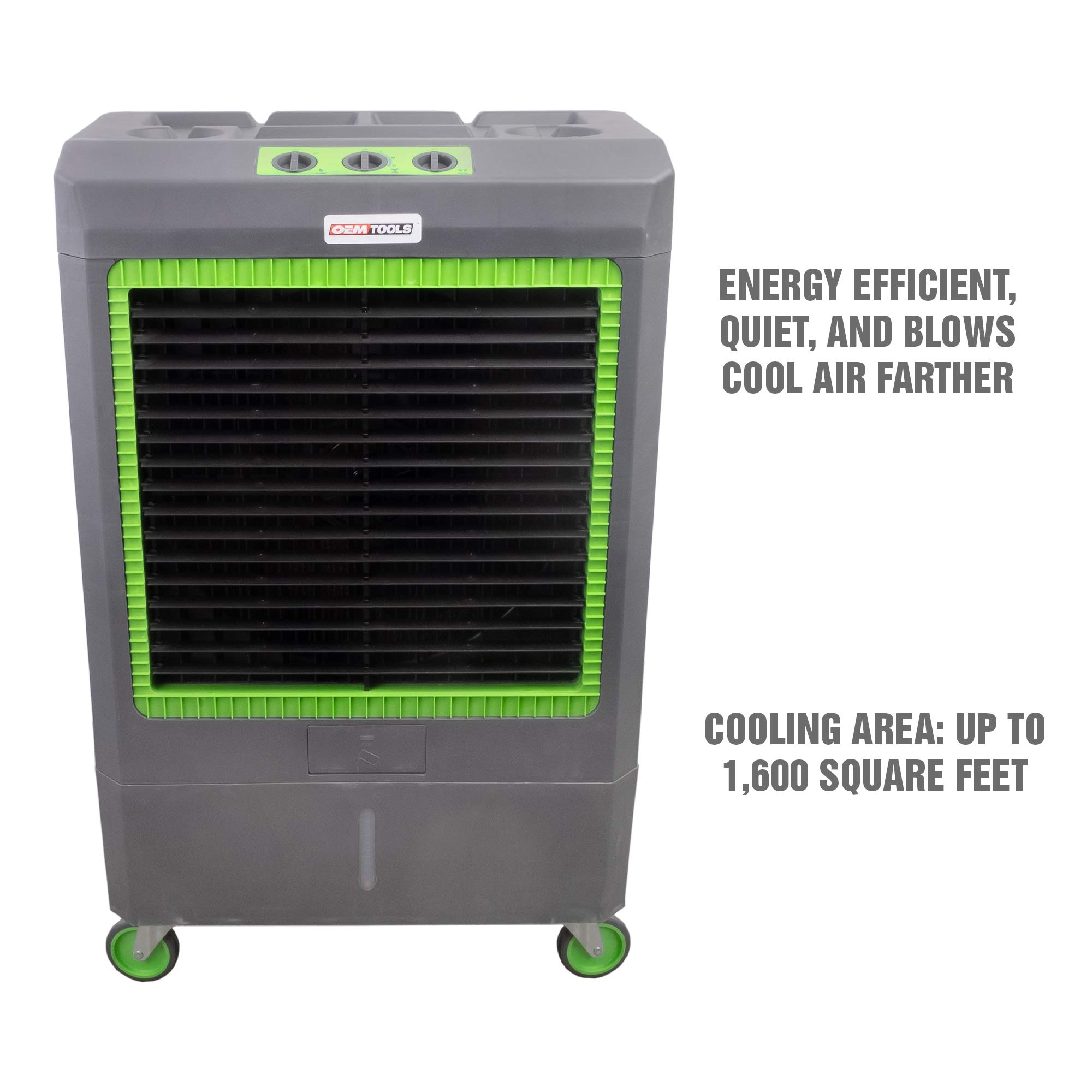 OEMTOOLS 23969 3Speed Evaporative Cooler, Green and Gray, Cools Up to