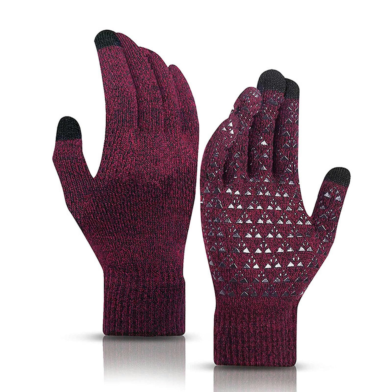 Guantes de invierno antideslizantes con forro cálido y puños elásticos en color rojo