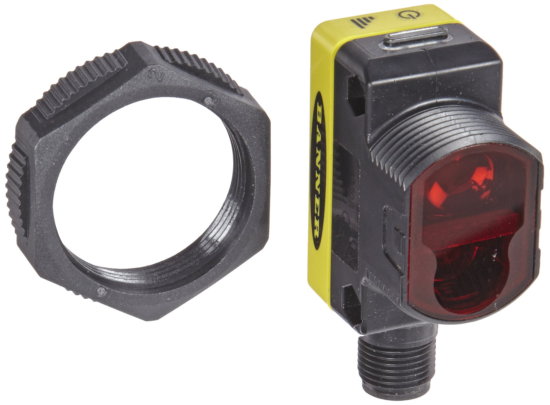 Banner QS30FF400Q World Beam Universal Sensor, Fixed-Field Background-Suppression Sensing Mode, 5-Pin Euro-Style Connector, Visible Red LED, 10-30 VDC Supply Voltage, Bipolar (PNP and NPN) Output, 400 mm Sensing Range