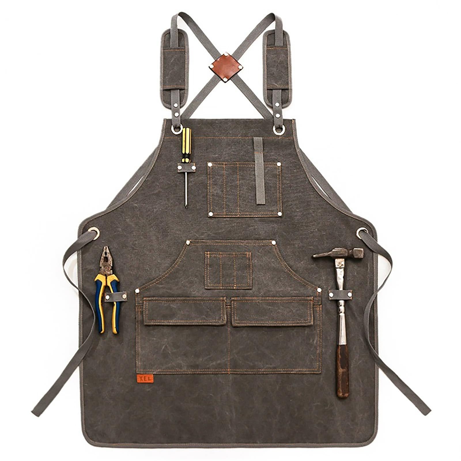 Leinwand Schürzen Mit Tasche Werkzeug Werkstatt DIY Zuhause/Garten Taille/Hals Einstellbar Riemen Arbeitsschürzen Männer, FrauenGrey,One Size