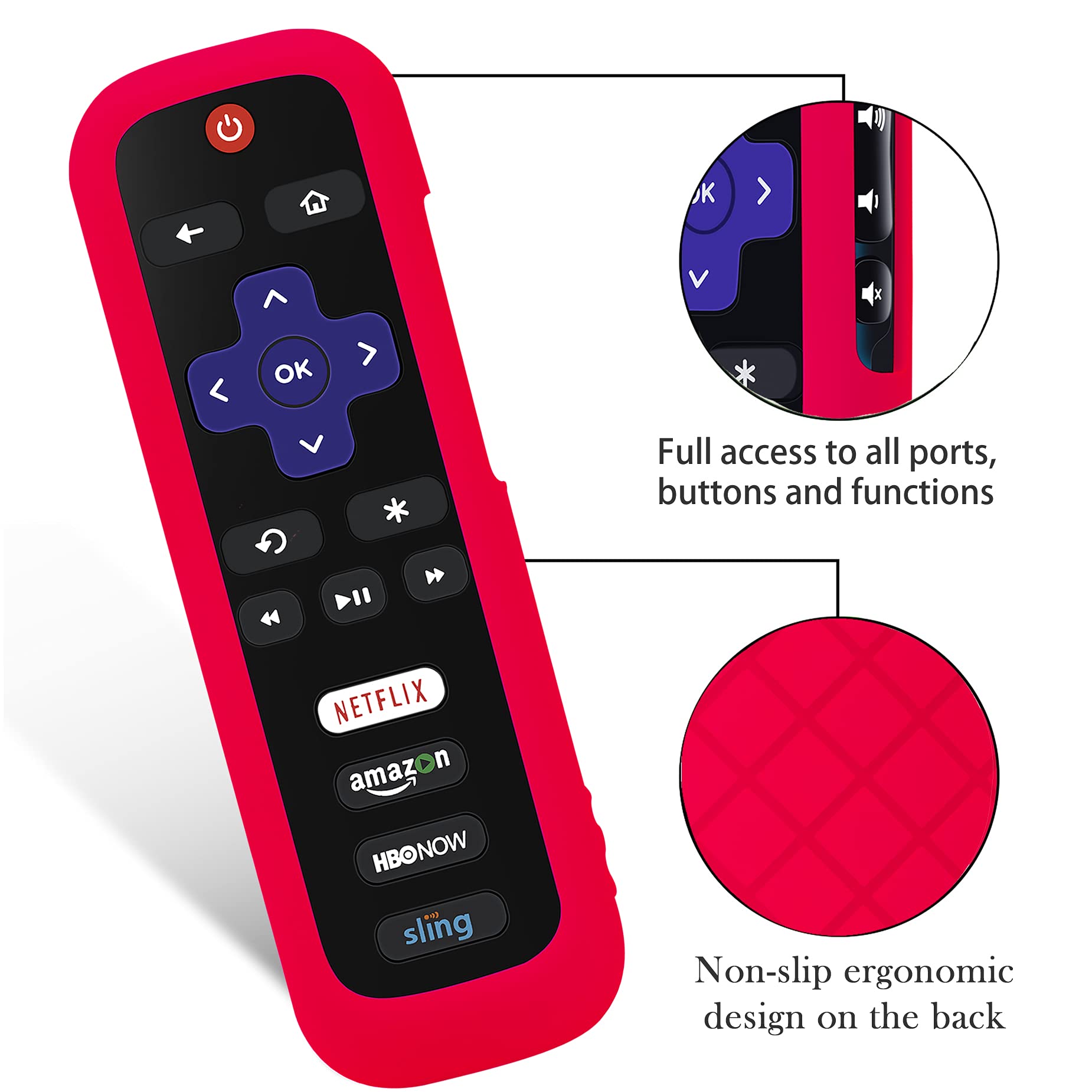 Roku - Juego de 5 fundas para mando a distancia para TV inteligente TCL Roku con mando a distancia, funda protectora de silicona, funda universal que brilla en la oscuridad, verde, azul, morado y rojo