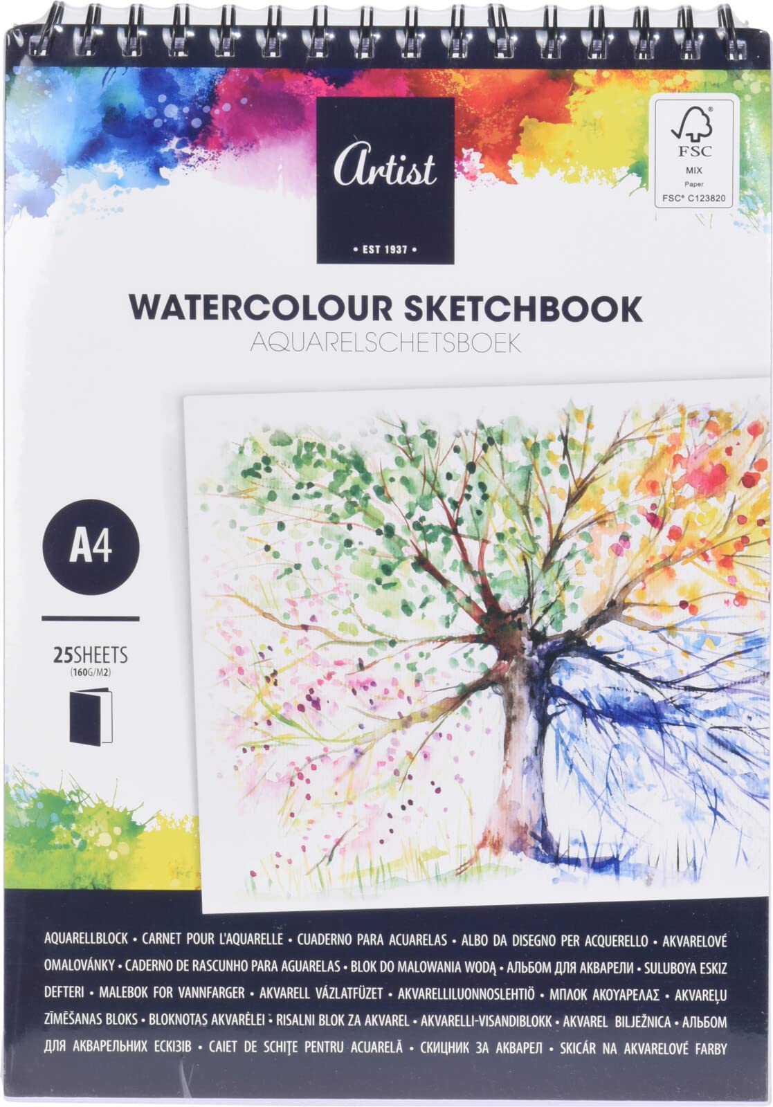 Semazz Aquarellpapier A4 – 25 Blatt, 160 G/m², Doppelseitig Nutzbar Für Wasserfarben & Zeichnungen