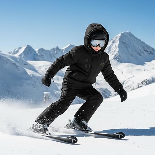 Miniatura 7 de WULFUL Chaqueta de esquí impermeable para niño, abrigo de invierno con capucha de forro polar cálido para nieve