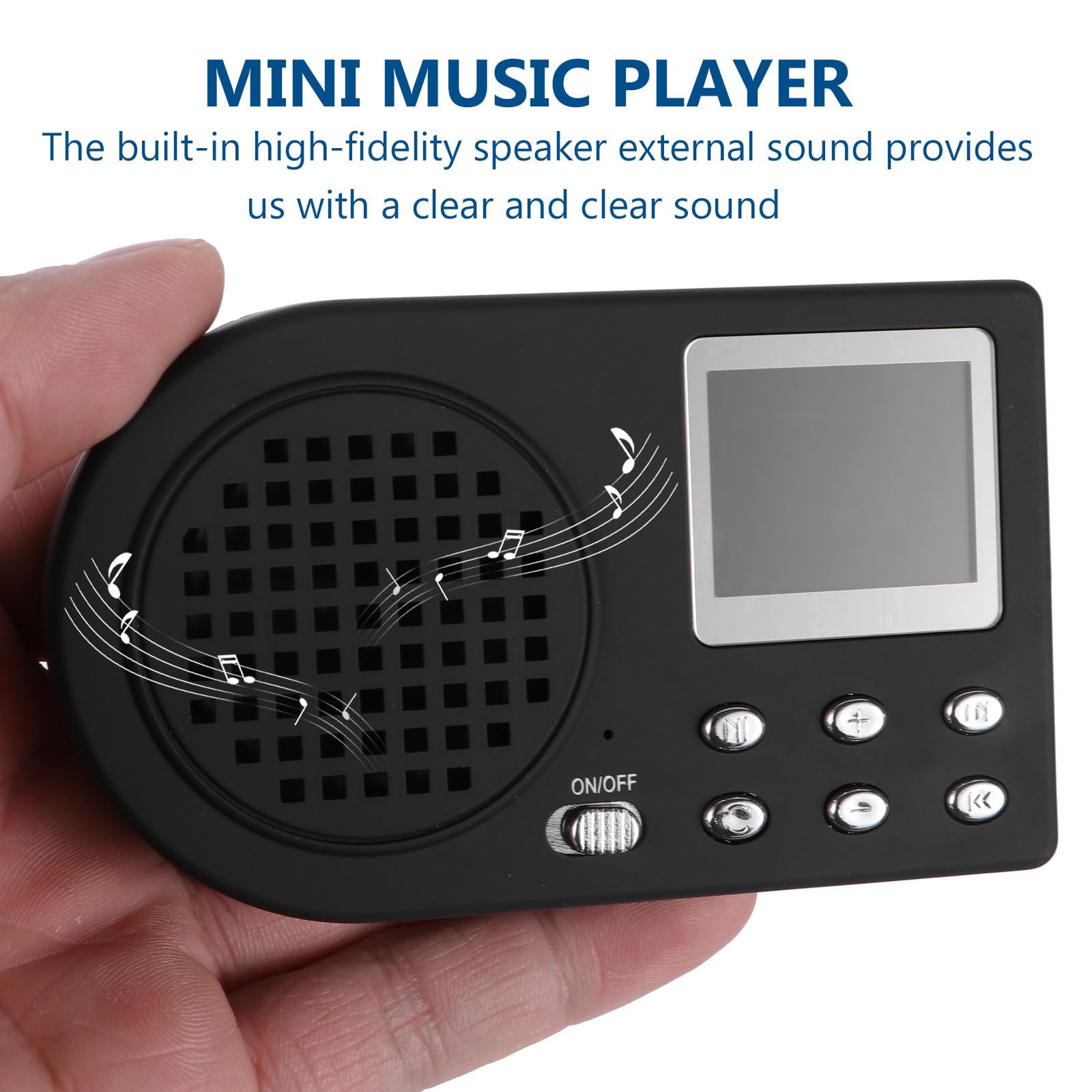 Mp3 Portatile Nero con Clip Appendibile, Riproduzione Audio Esterna, Materiale Plastico e Cavo USB Incluso, Regalo per Famiglia e Amici
