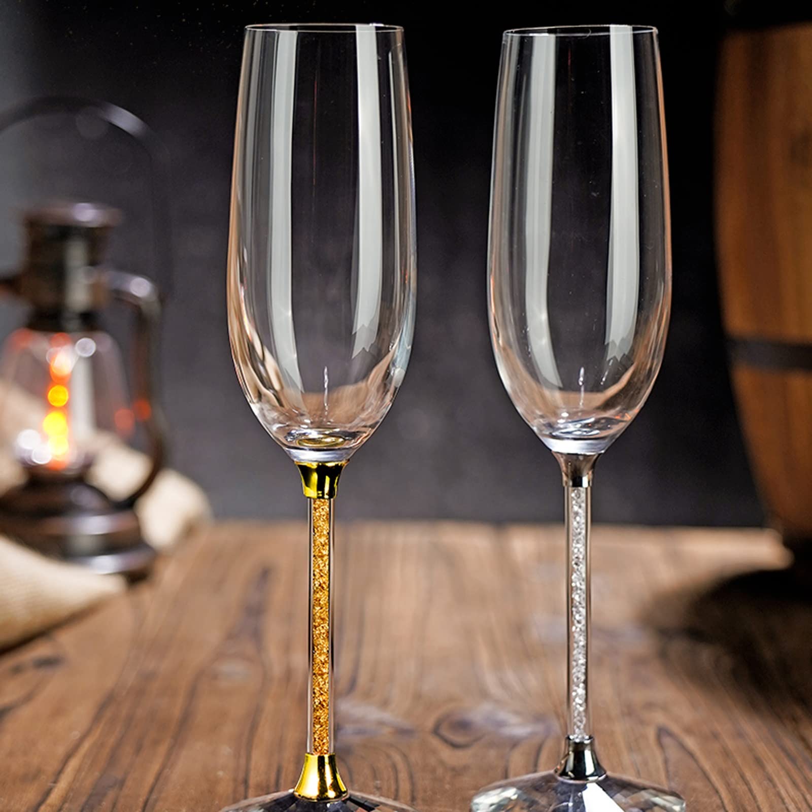 Flûtes à Champagne Verres à Champagne légers de Luxe de 230ml, Ensemble de flûtes à Champagne Haut de Gamme, Tasse à Champagne en Verre de Cristal, 12 pièces Coupes à Champagne(C)