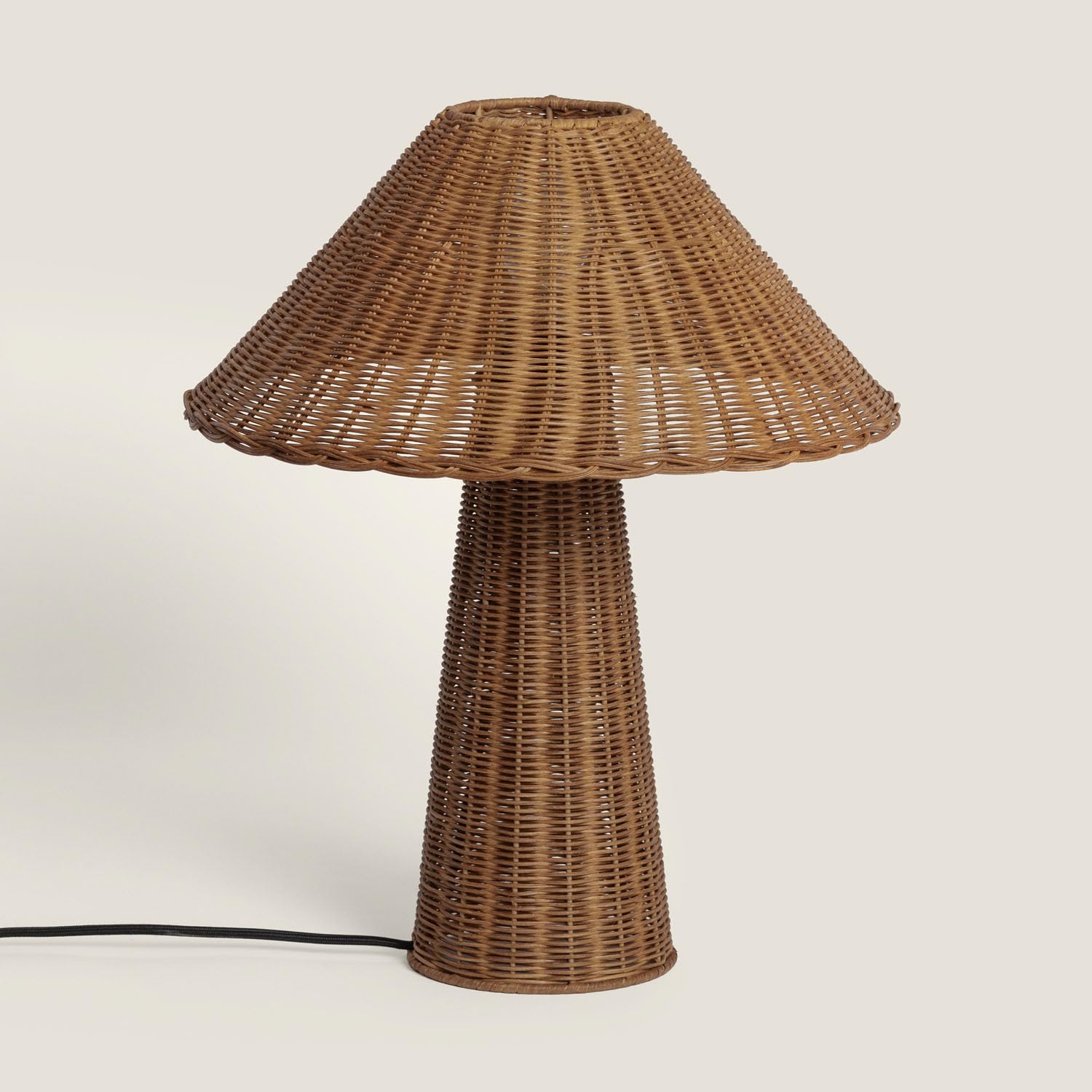 LEDKIA Lámpara de Mesa de Ratán Nara M Marrón