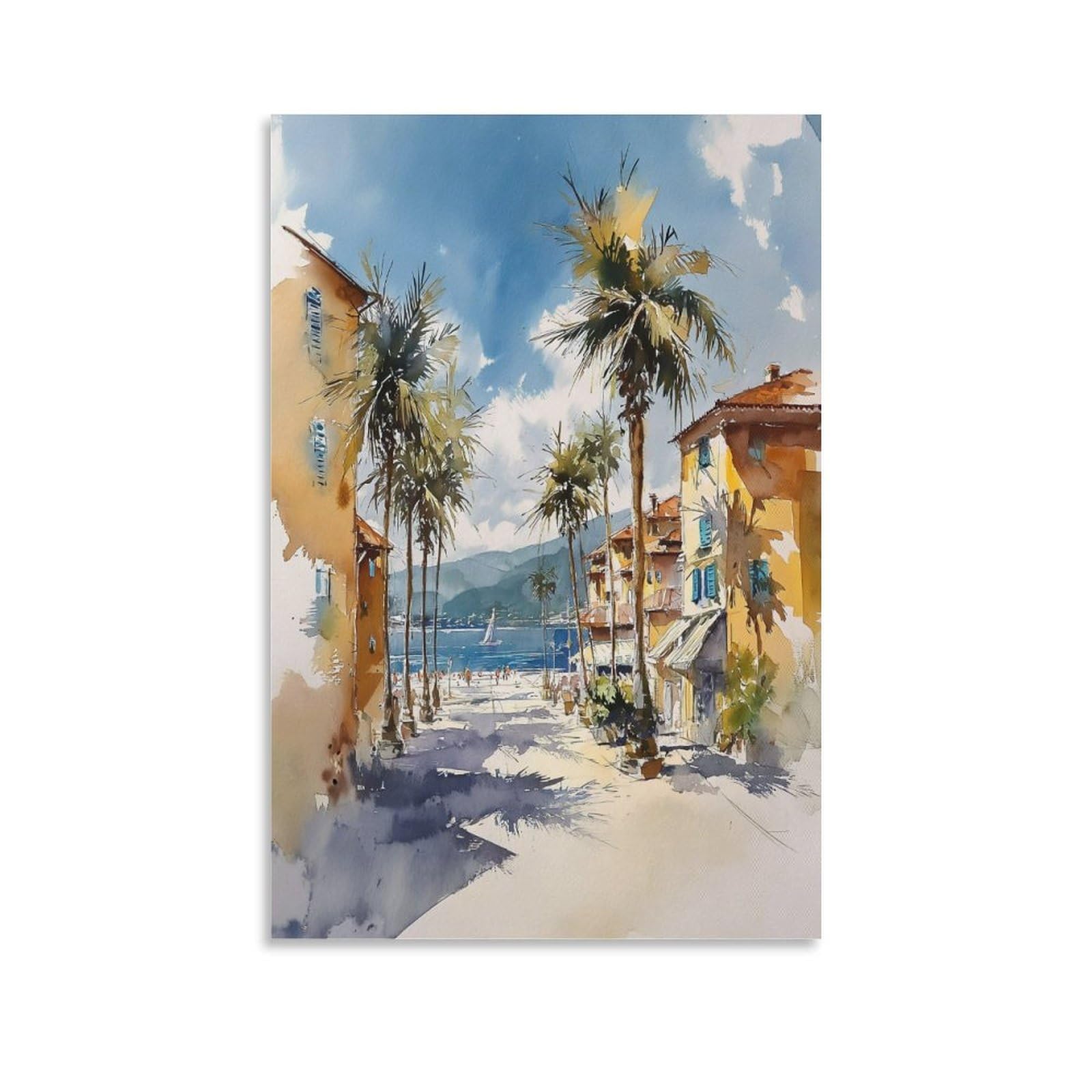 XWYMXZ Key West Watercolor Painting Florida Keys Travel Poster 20x30inch(50x75cm) Vintage Watercolor Canvas Art