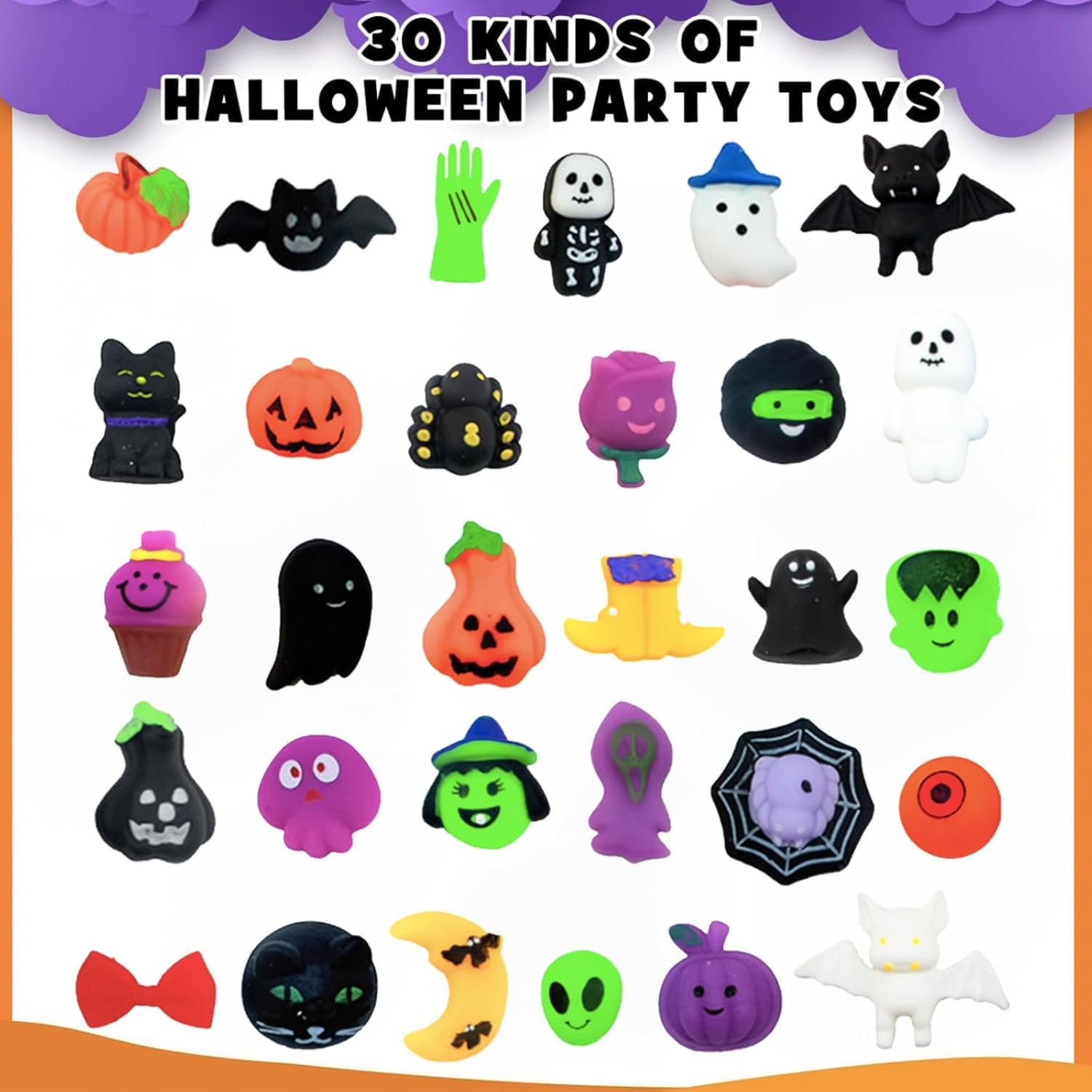 MOMAHUA 30Pcs Halloween Squishy Toys Set, Pumpkin, Ghost, Bat - Image 2