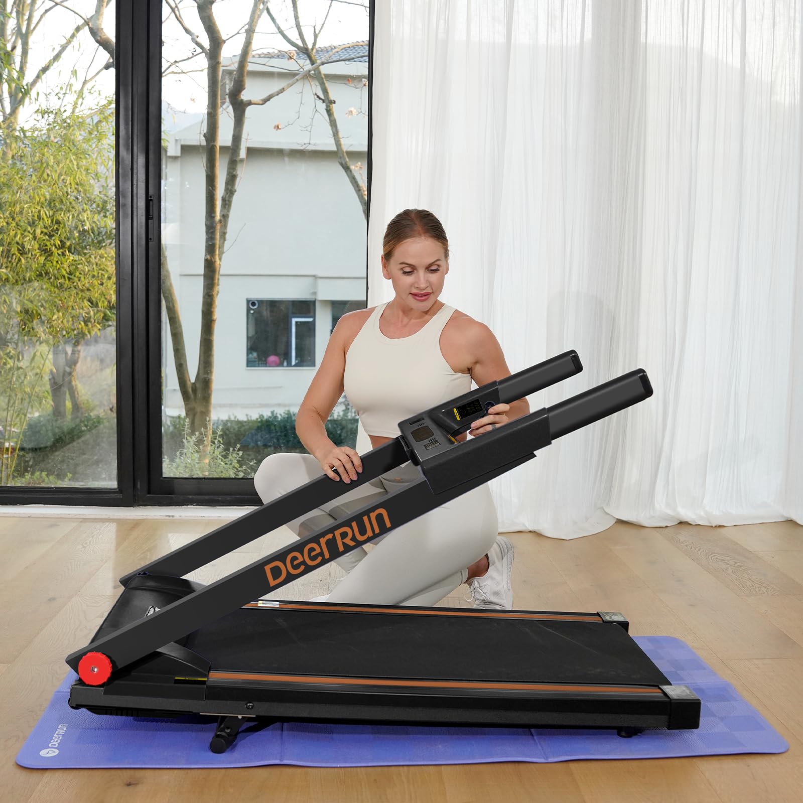 Tapis De Course Et Marche Pliable - SupeRun - 1-16Km - Inclinaison 6% - Connectivité APP - 3.5HP - Compact – Noir Et Rouge - Sport
