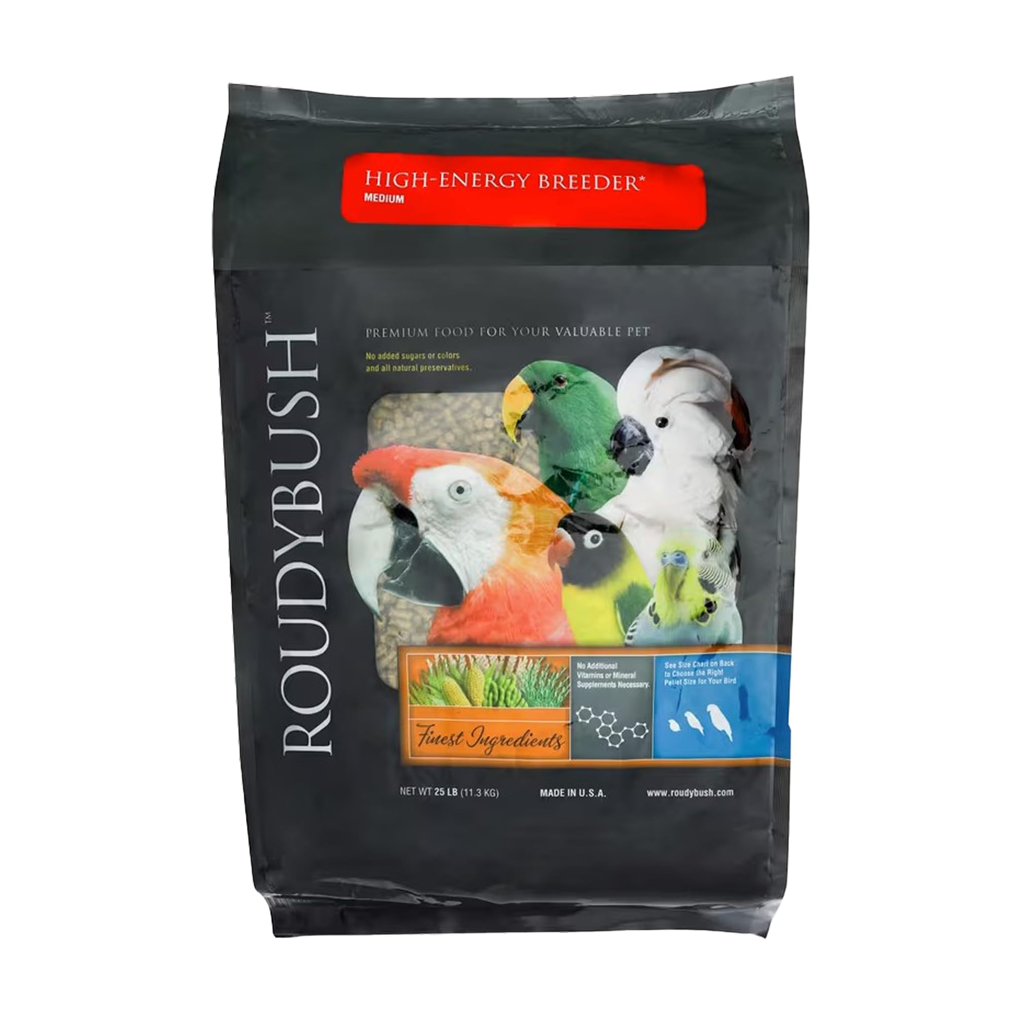 RoudyBush High Energy Breeder Bird Food Macaw, Cockatoo & Amazon (Medium) - 1.25 KG, 44-Ounce (Pack of 1),Adult-image-23