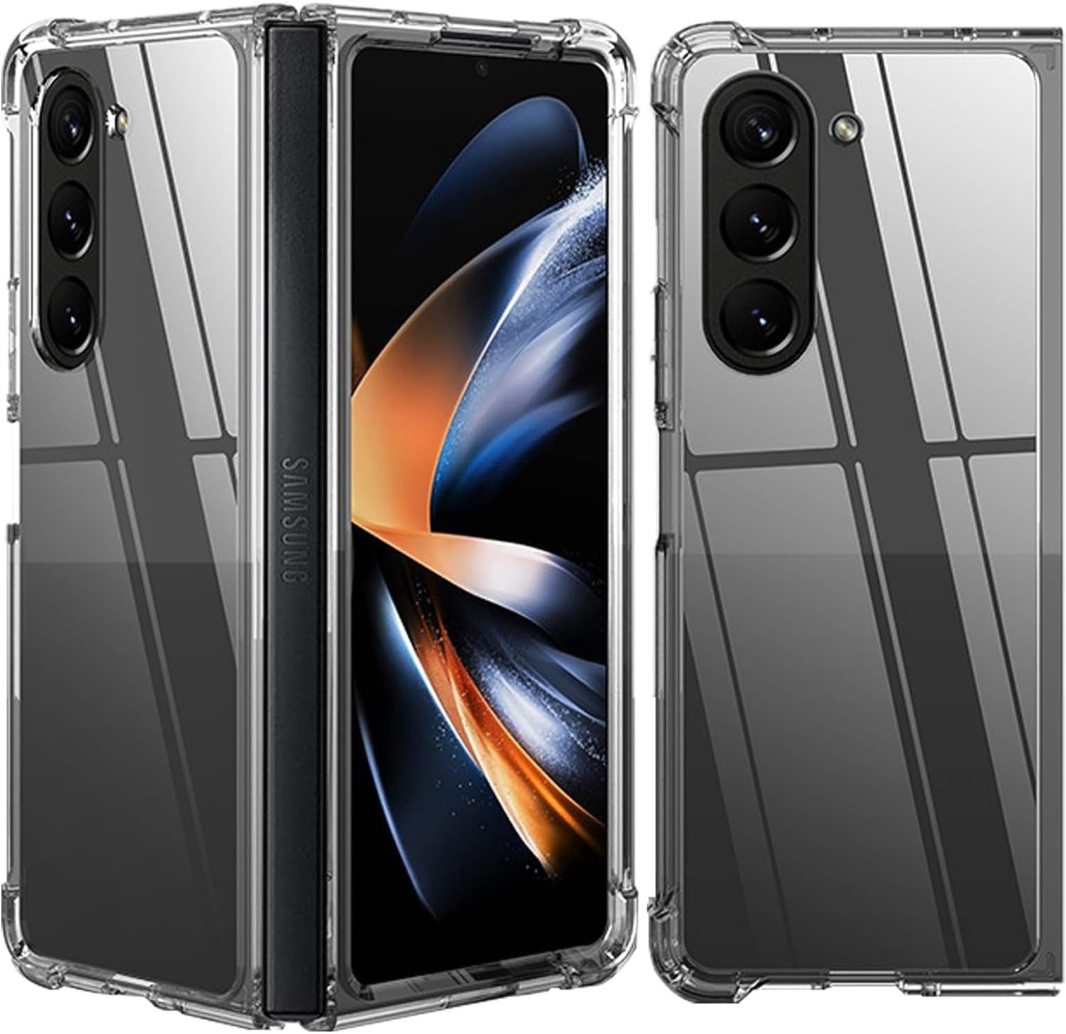 ZubitechCase for Samsung Galaxy Z Fold 5 Clear Case, Hard PC Back & Soft TPU Bumper Transparent Protective Cover Shockproof Scratch Resistant Case for Samsung Galaxy Z Fold5 5G