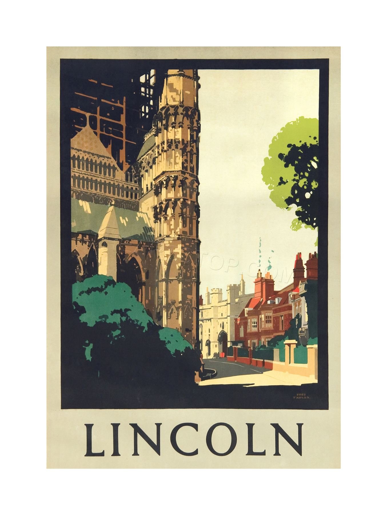Wee Blue Coo Travel Lincoln England Cathedral Vintage Tourism Ad Wall Art Print