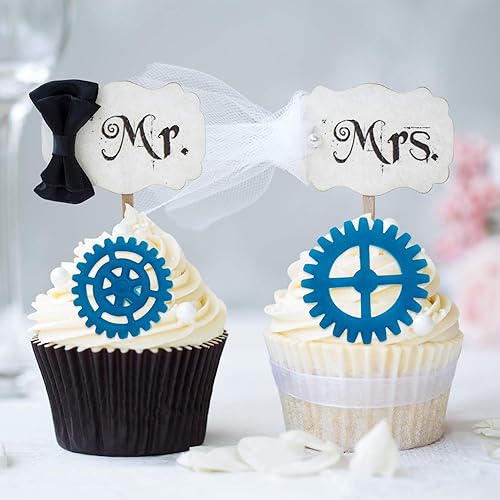 Miniatura 5 de Boao 6 piezas de cortadores de galletas de engranaje Steampunk moldes de fondant moldes de engranajes para reloj, cortador de émbolo de rueda de