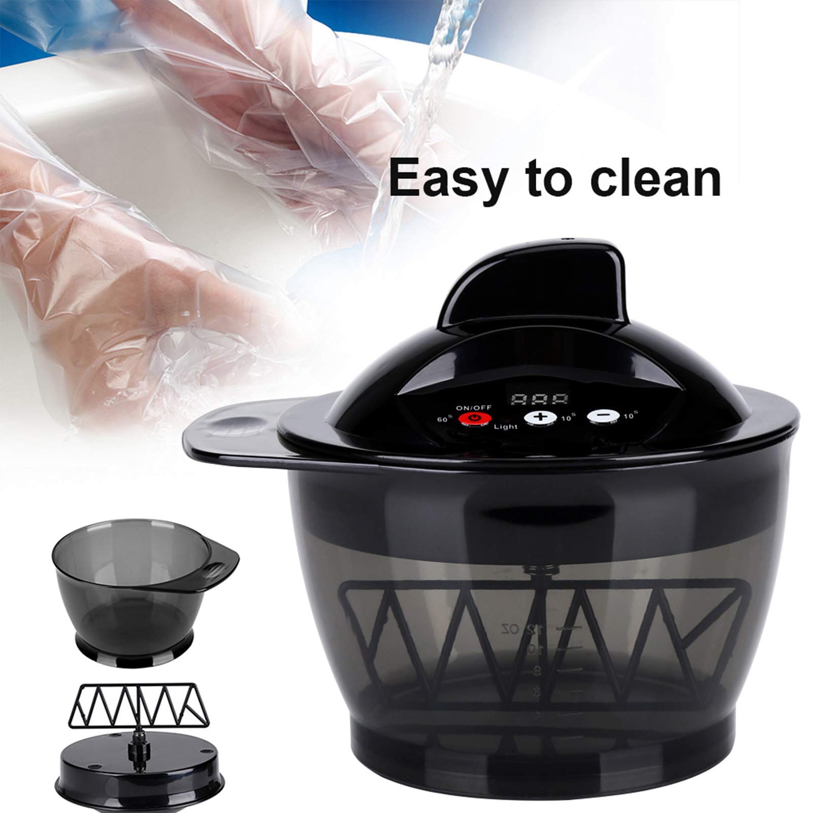 Ciotola per miscelazione elettrica per parrucchiere, display LCD ricaricabile USB per la visualizzazione del tempo Crema per capelli elettrica Miscelatore automatico Ciotola per miscelare il colore de