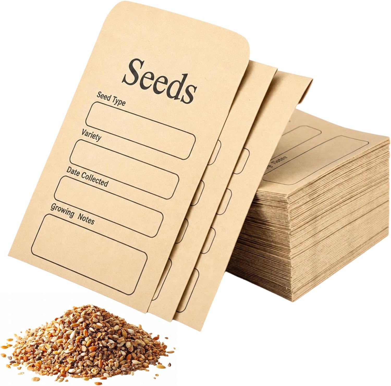 100 PCS Seed Envelopes, Small Brown Paper Seed Packets