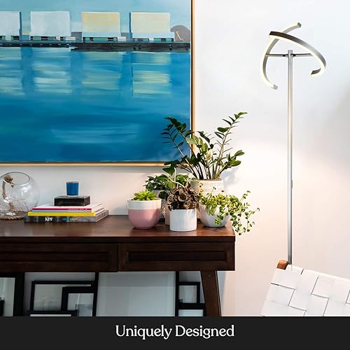 Miniatura 6 de Brightech Halo Split - Lámpara de pie con linterna led, moderna, alta, palo, multiuso, BT-FL-HALO-SPLT-PLTNM-SLVR, 30.00watts, 110.00 volts