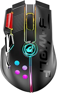 UrChoiceLtd 2.4G Wireless/Wired RGB USB Type C Ultralight Joystick Gaming Mouse, 1000mAh Pixart 3325 12 Buttons 12000 DPI Macro Programming with Driver Compatible with PC Gamer PS4 Users (Black)