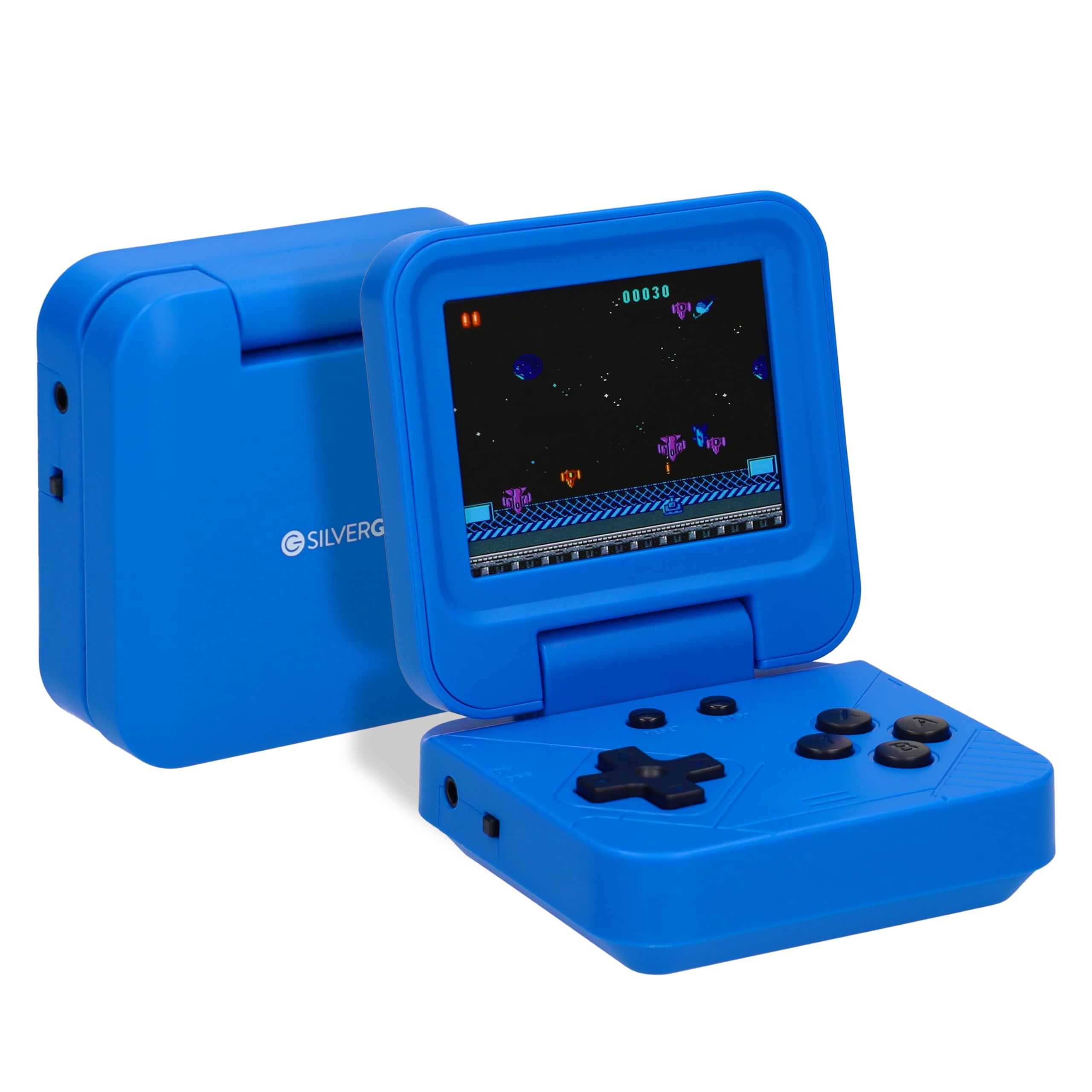 Silvergear® Consola Portátil de Juegos Retro Plegable en Azul | 240 Juegos Clásicos | Consola de Videojuegos Compacta para Niños y Adultos | Diseño Retro Game Consola | Pantalla a Color de 2,8 Pulgada