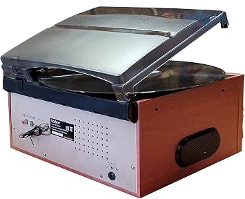 Boytone BT-22MS, Bluetooth Record Player Turntable, AM/FM Radio, Cassette, CD Player, 2 Built in Speaker, Ability to Convert Vinyl, Radio, Cassette, CD to MP3 Without a Computer, SD Slot, USB, AUX