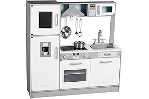 Amazon Basics Upright Wooden Tall Kids Play Kitchen Set