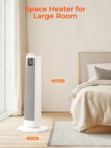 Miniatura 7 de FOHERE Calentadores de espacio de 24 pulgadas para uso en interiores, calentador eléctrico portátil 4 en 1 con termostato y control remoto,