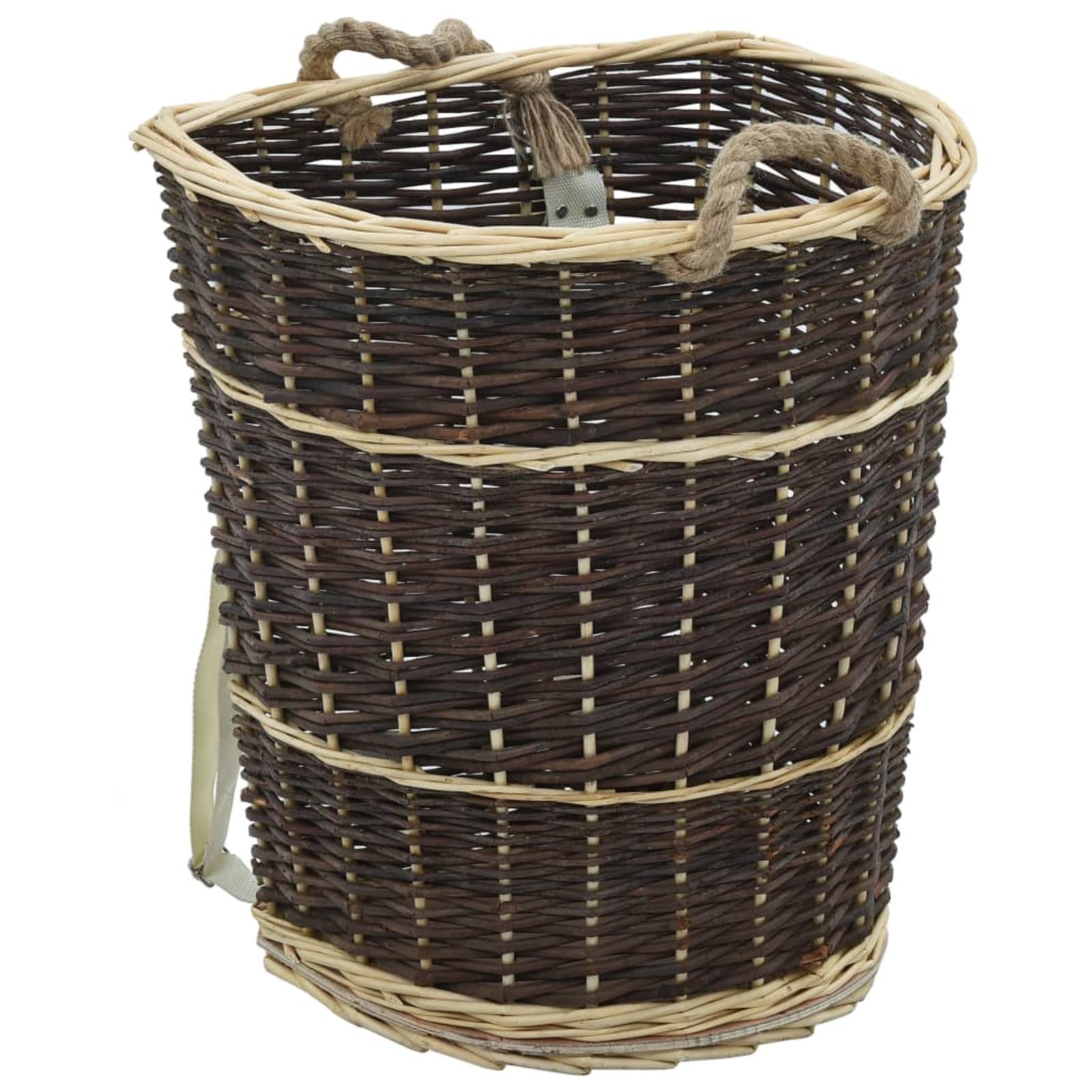 Cesta per Legna con Spallacci 44,5x37x50cm Salice Naturale-Cesto in Vimini Portalegna,Cesto intrecciato Pieno di colore Naturale, Cestino da Picnic Portaoggetti, Cesto Regalo per Feste, Raccolta