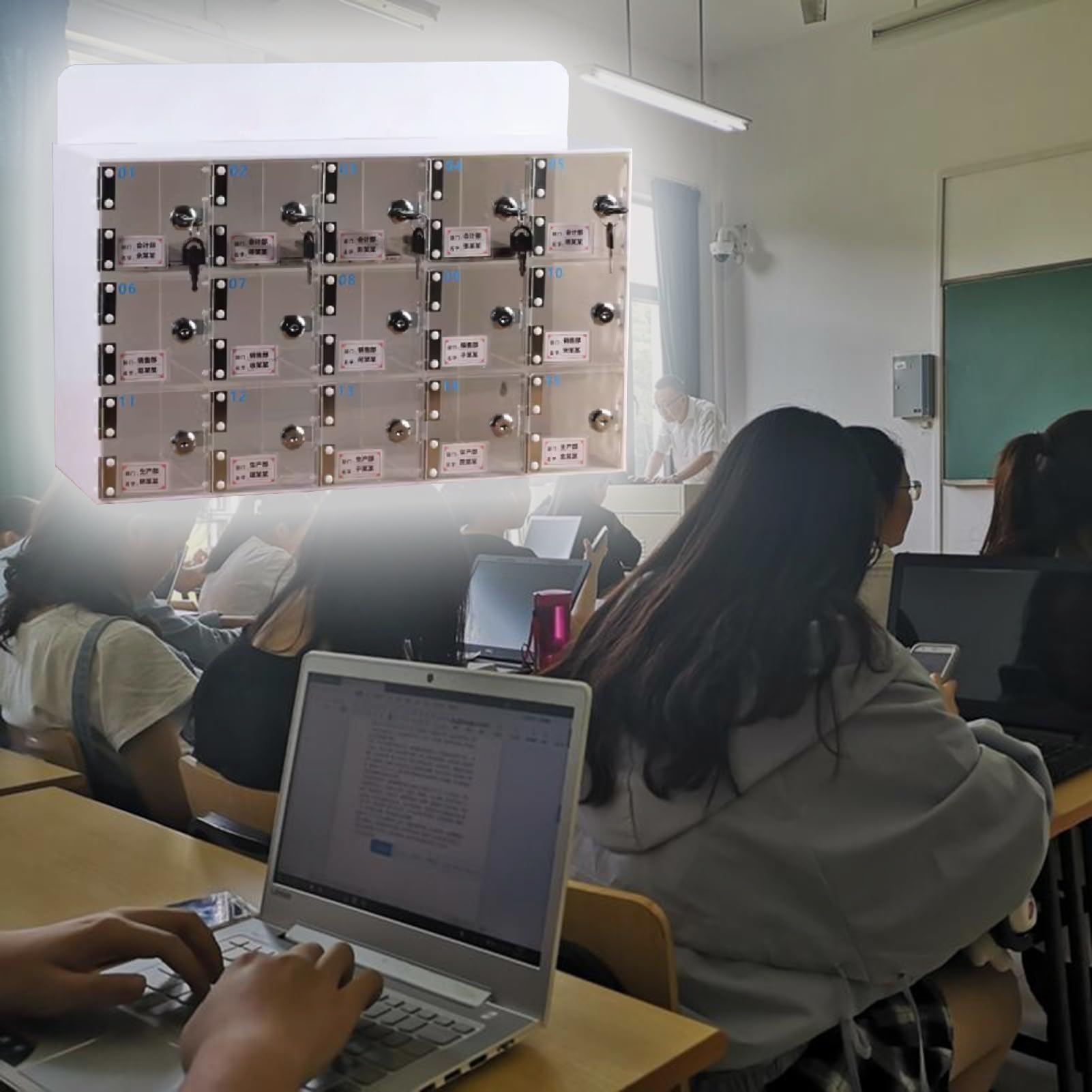 Bezpieczna szafka na telefon komórkowy dla pracowników/studentów – 20-przegródkowa skrzynka na zamek na telefon komórkowy, idealna do firm i sal konferencyjnych, wygodne rozwiązanie do przechowywania