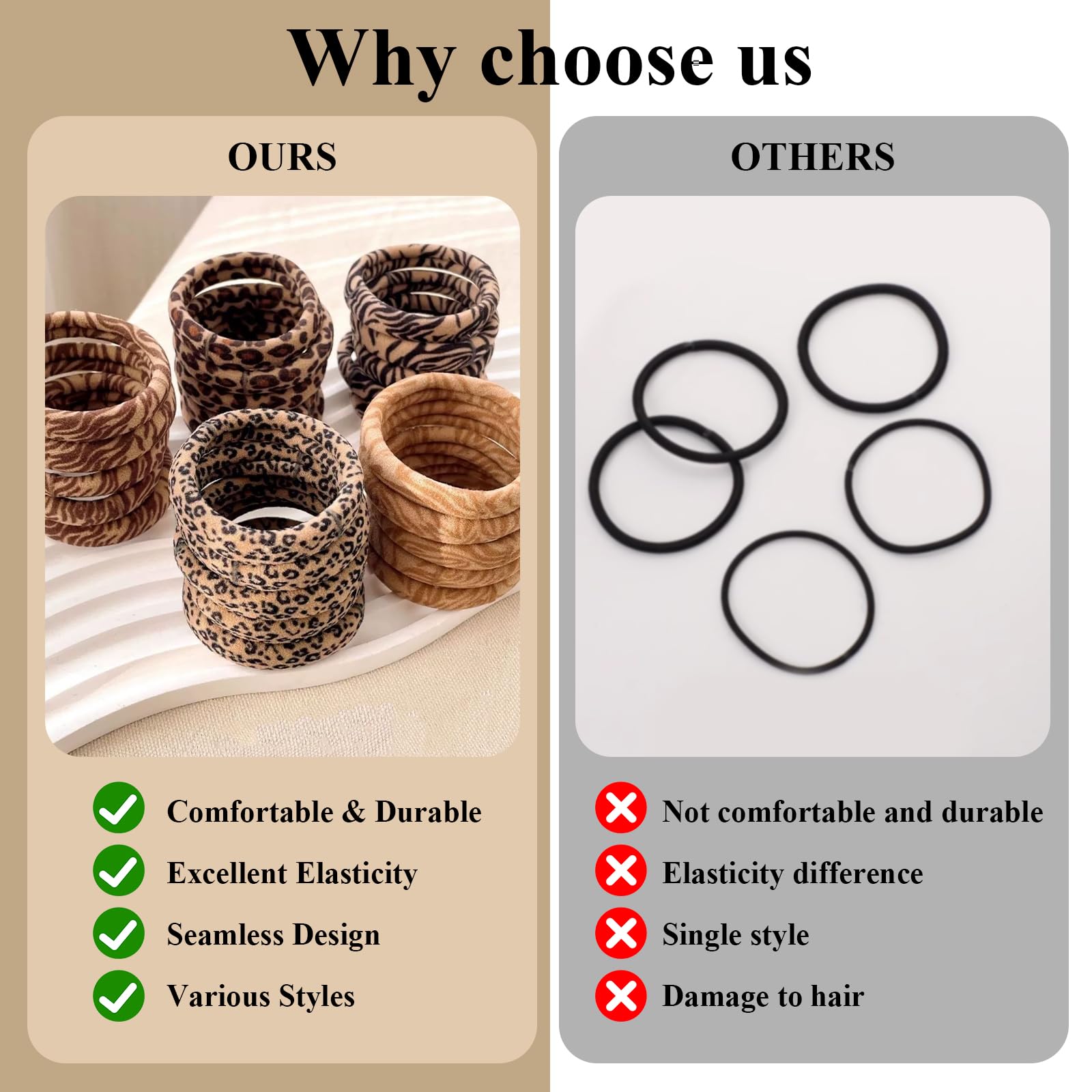 Elastic Hair Ties, 60 Pcs Thick Seamless Hair Bands No Damage Soft Ponytail Holders Hair Bobbles with Clear Storage Box for Women Girls - Image 4